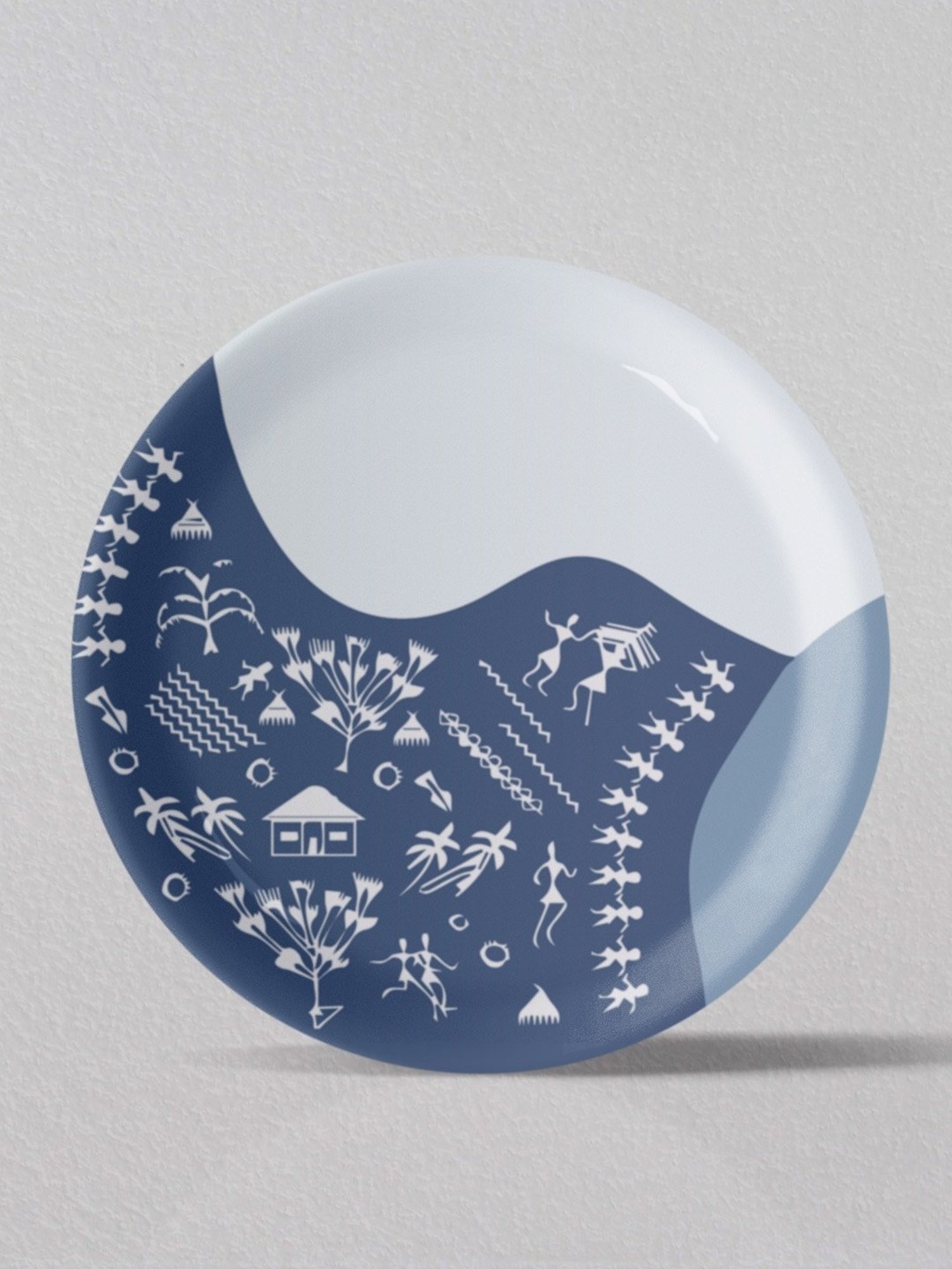 Nestroots Modern Warli Floral Multicolor Porcelain Wall Plate