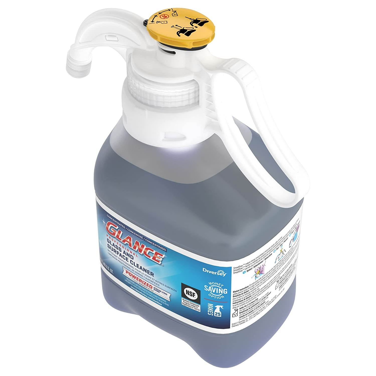 Diversey Glance Powerized Concentrated Glass and Surface Cleaner, 47.3 Ounce SmartDose Bottle (2 Pack)