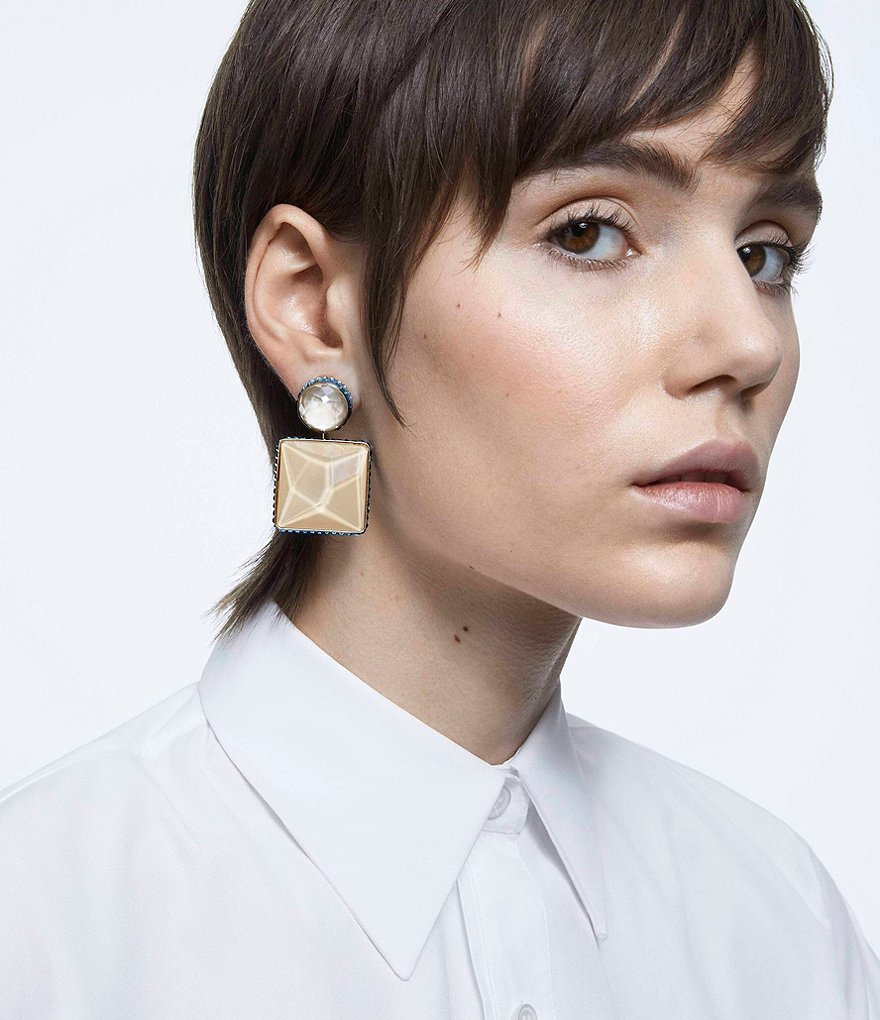 Sanctuary Project Semi Precious Turquoise and White Howlite Three Stone Stud Earrings Gold