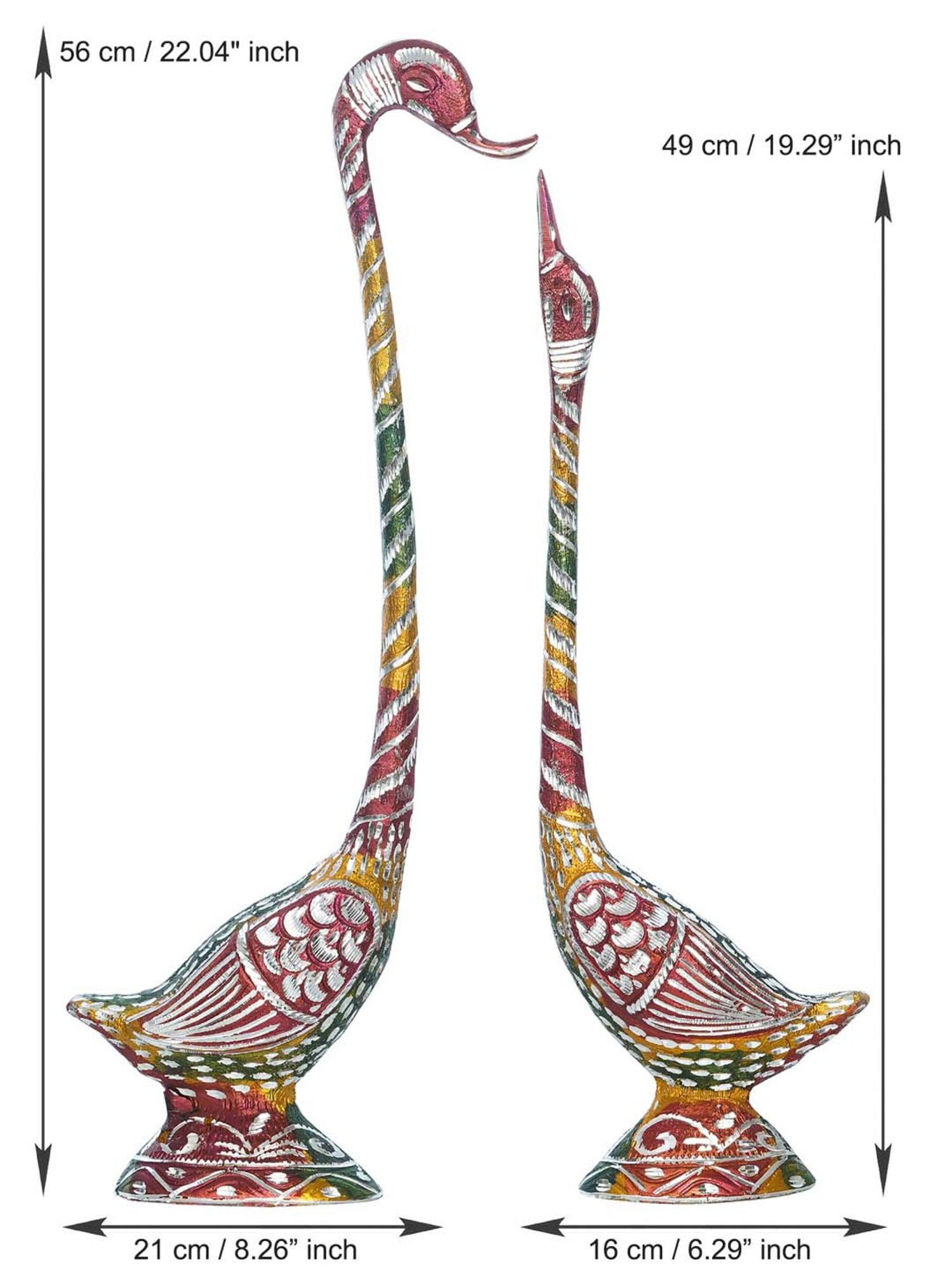 eCraftIndia 22 Inch Colorful Kissing Swan Couple Handcrafted Decorative Figurine