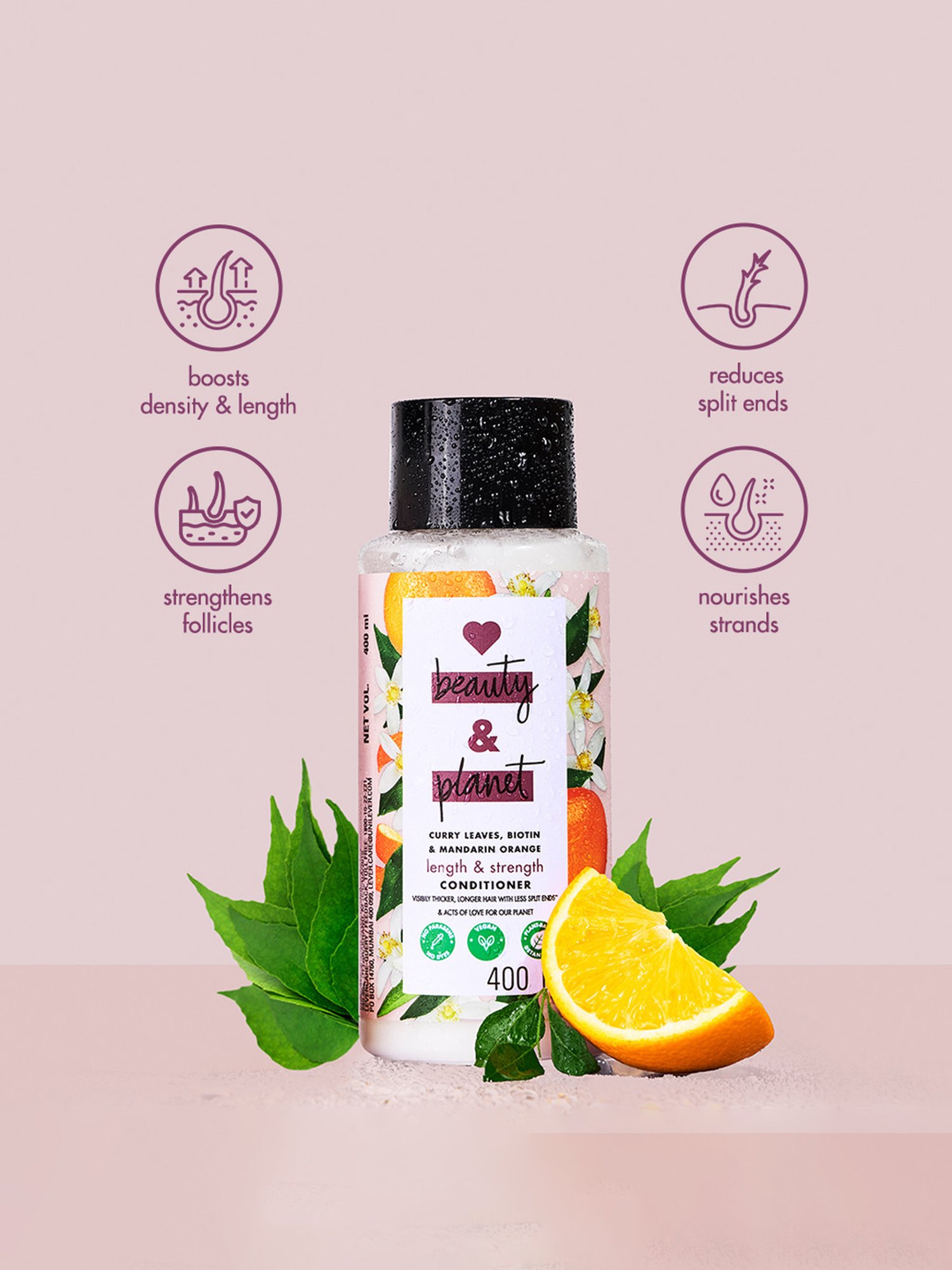 Love Beauty & Planet Curry Leaves, Biotin & Mandarin Orange Paraben Free Conditioner - 200 ml
