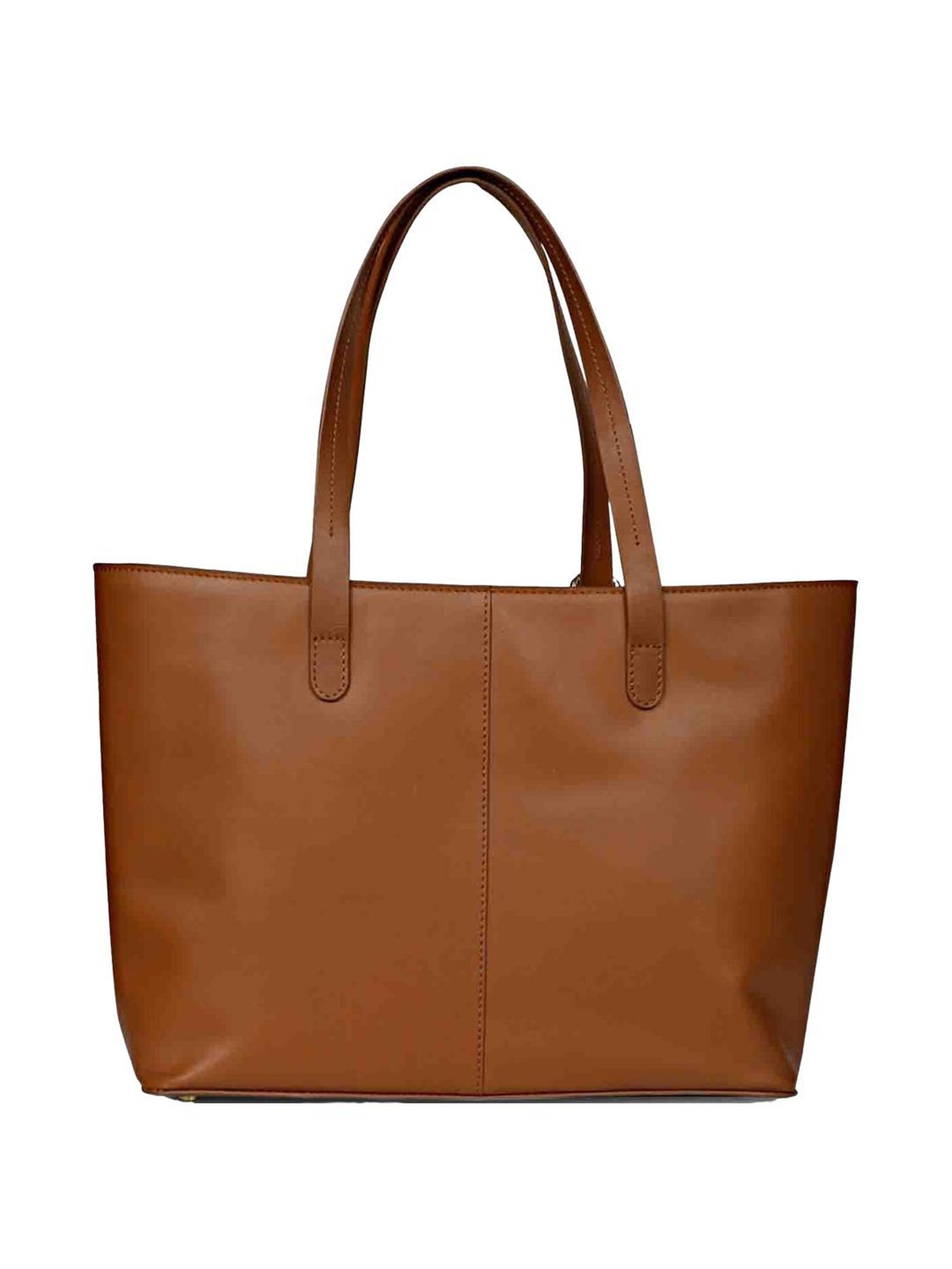 Favore Tan Solid Medium Tote Handbag