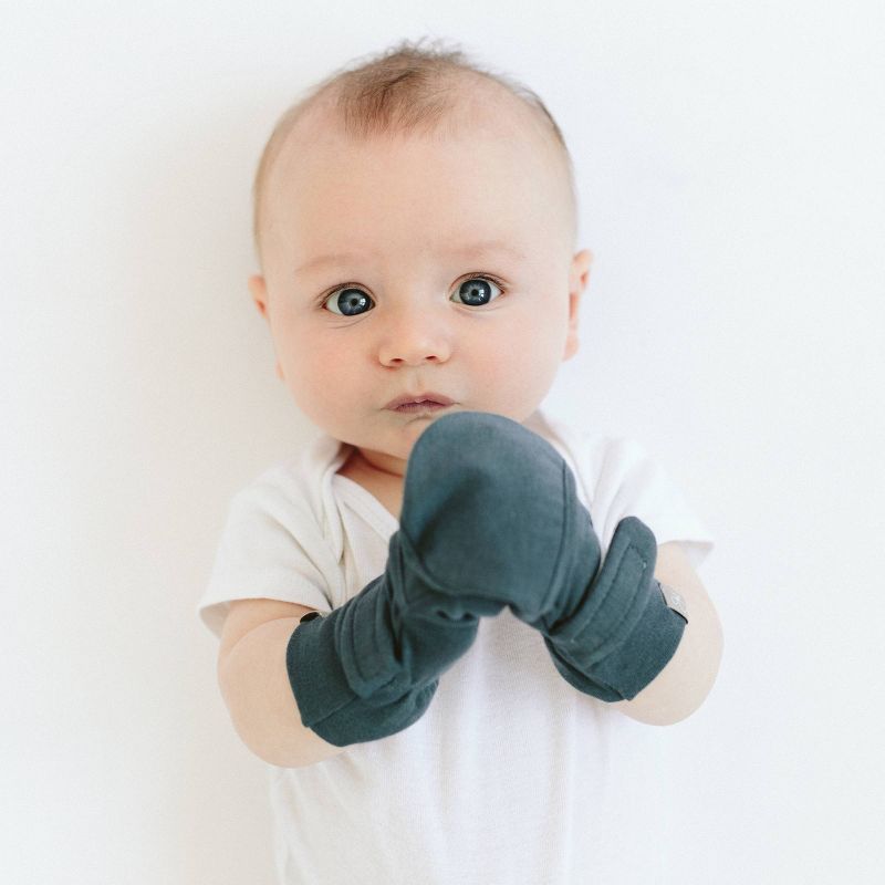 Goumi Baby 2pk Striped Mittens - Gray 0-3M