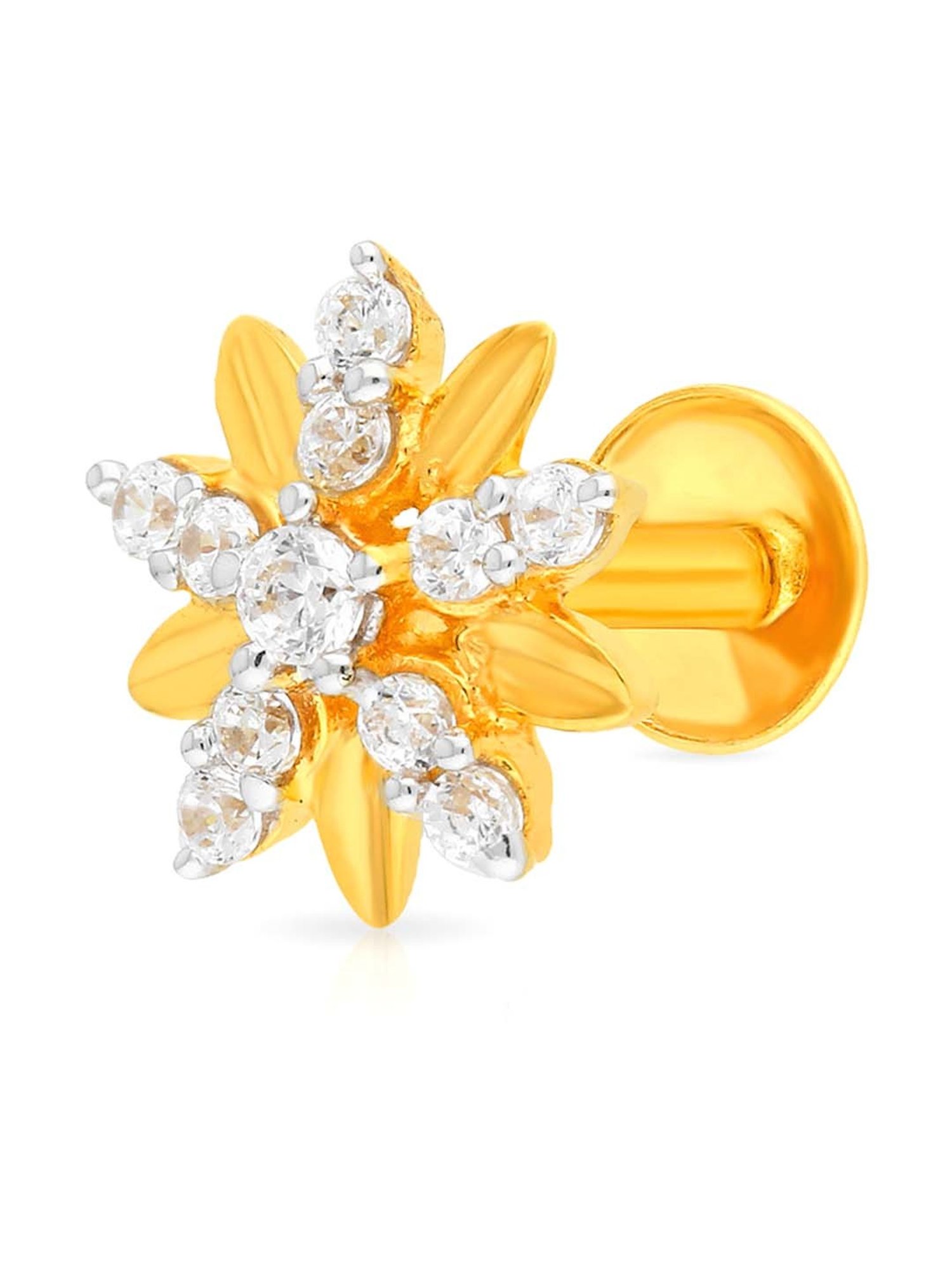 Malabar Gold and Diamonds 22k Gold Floral Nosepin for Women
