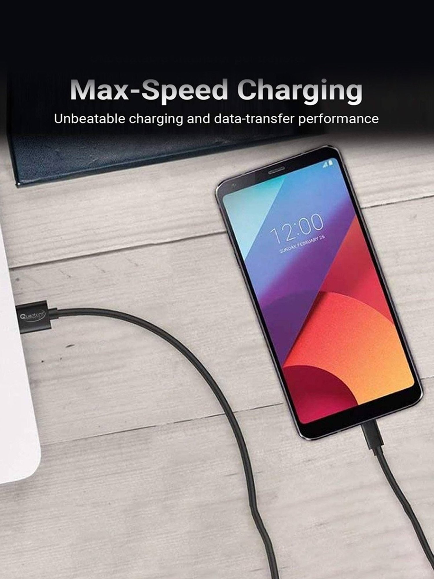 Quantum 1M Micro USB Cable with Copper Braiding (Black)