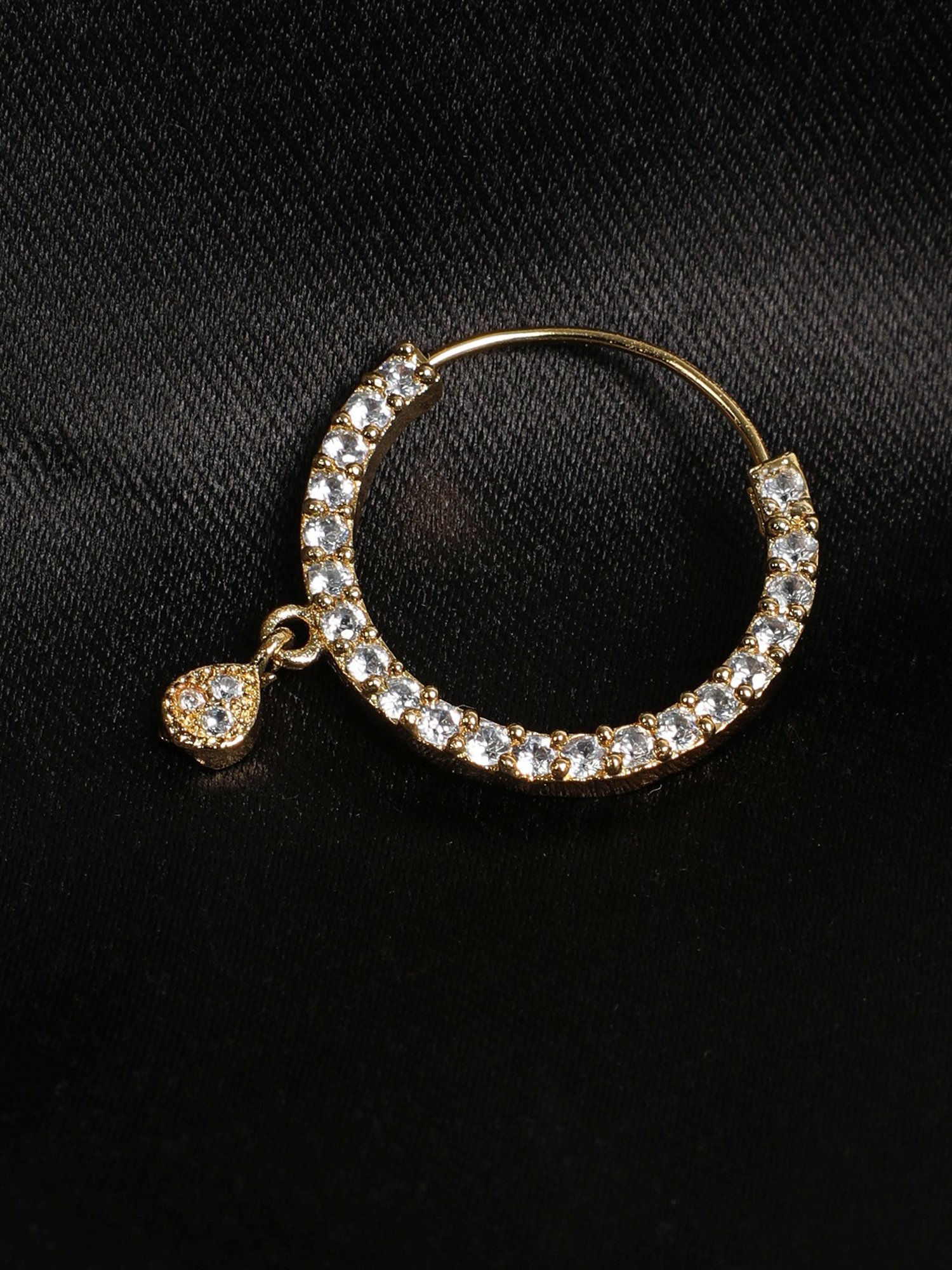 Aatmana Gold-Plated American Diamond Studded Traditional Nose Ring for Women & Girls