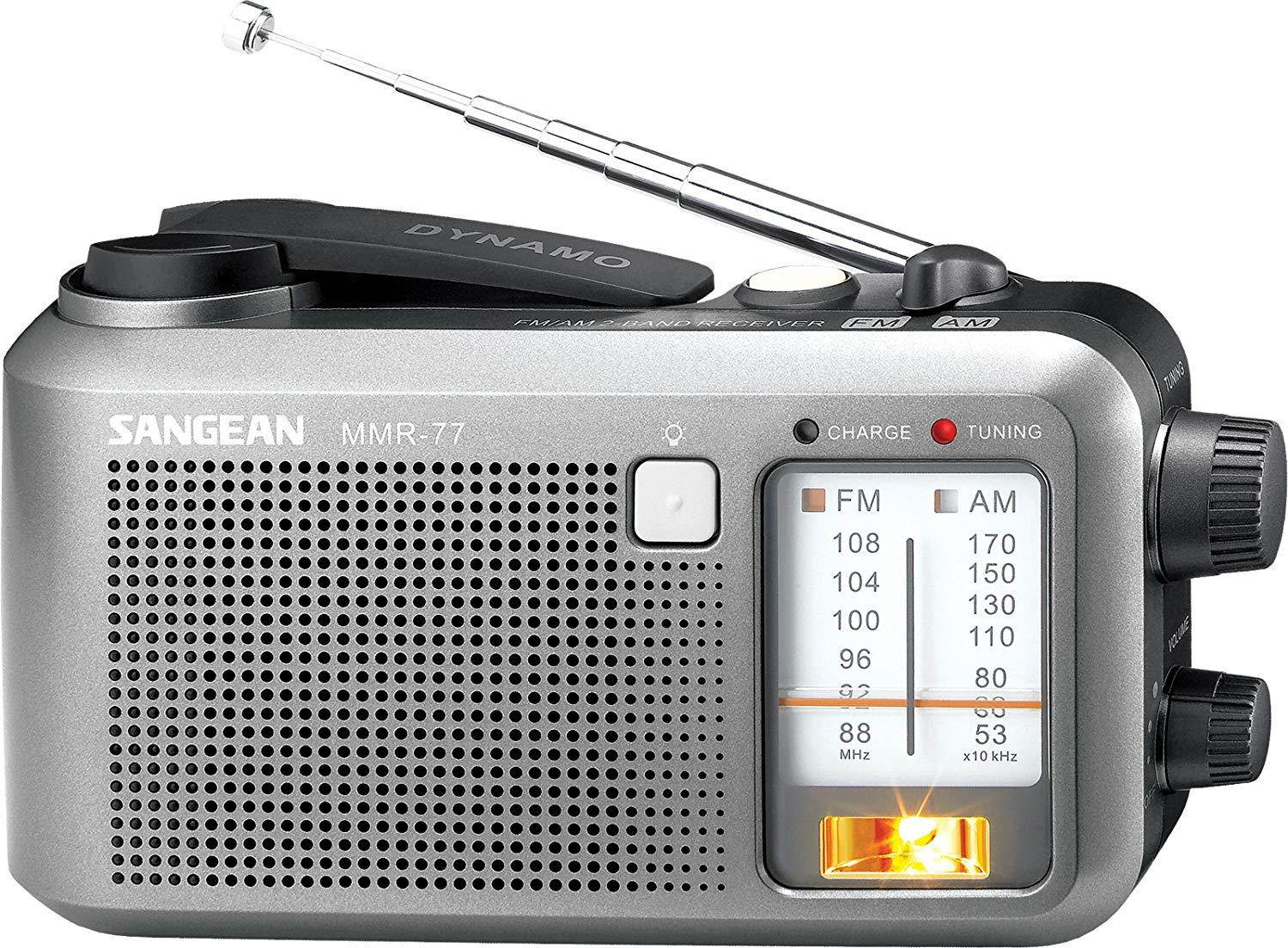 Sangean Compact Emergency Water-Resistant Hand Crank AM/FM Radio with Built-in Speaker