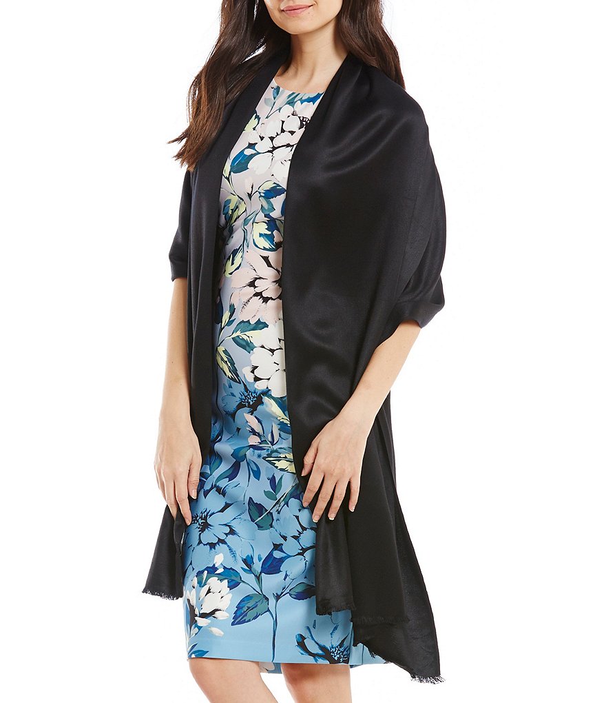 Cejon Metallic Crocheted Fringe Metallic Evening Wrap