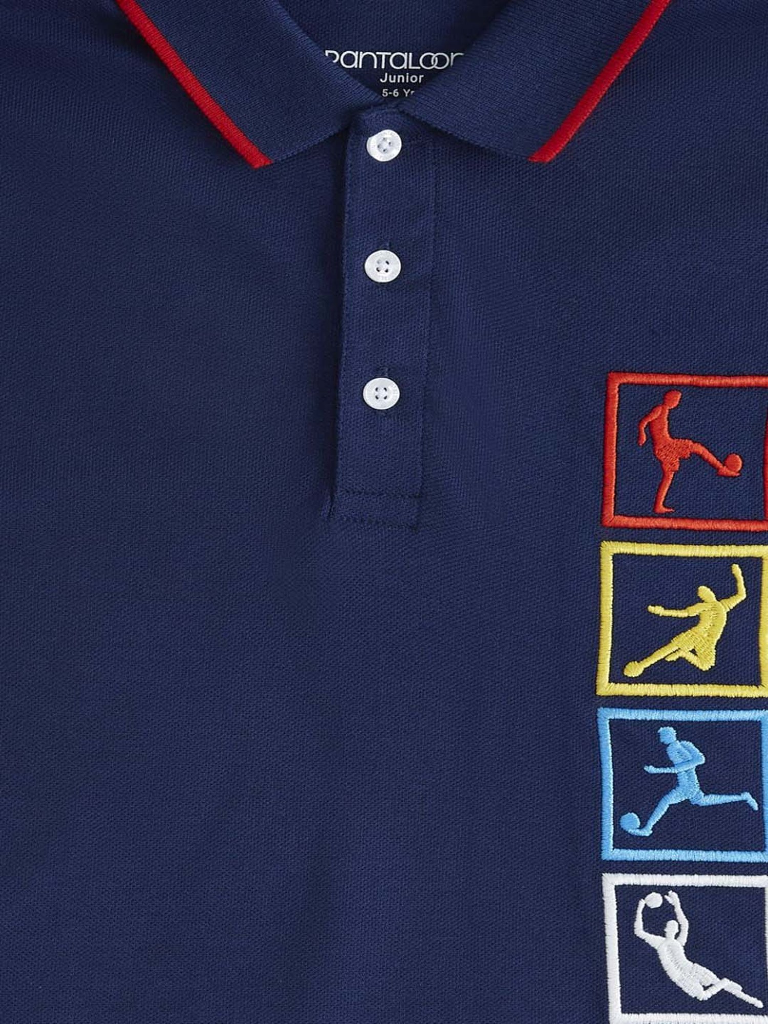 Pantaloons Baby Boys Navy Cotton Embroidered Polo T-Shirt