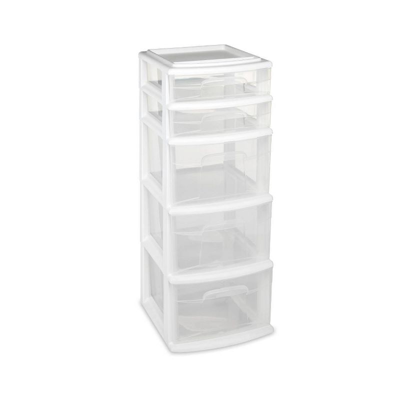 Homz 5-Drawer Medium Storage Tower - White
