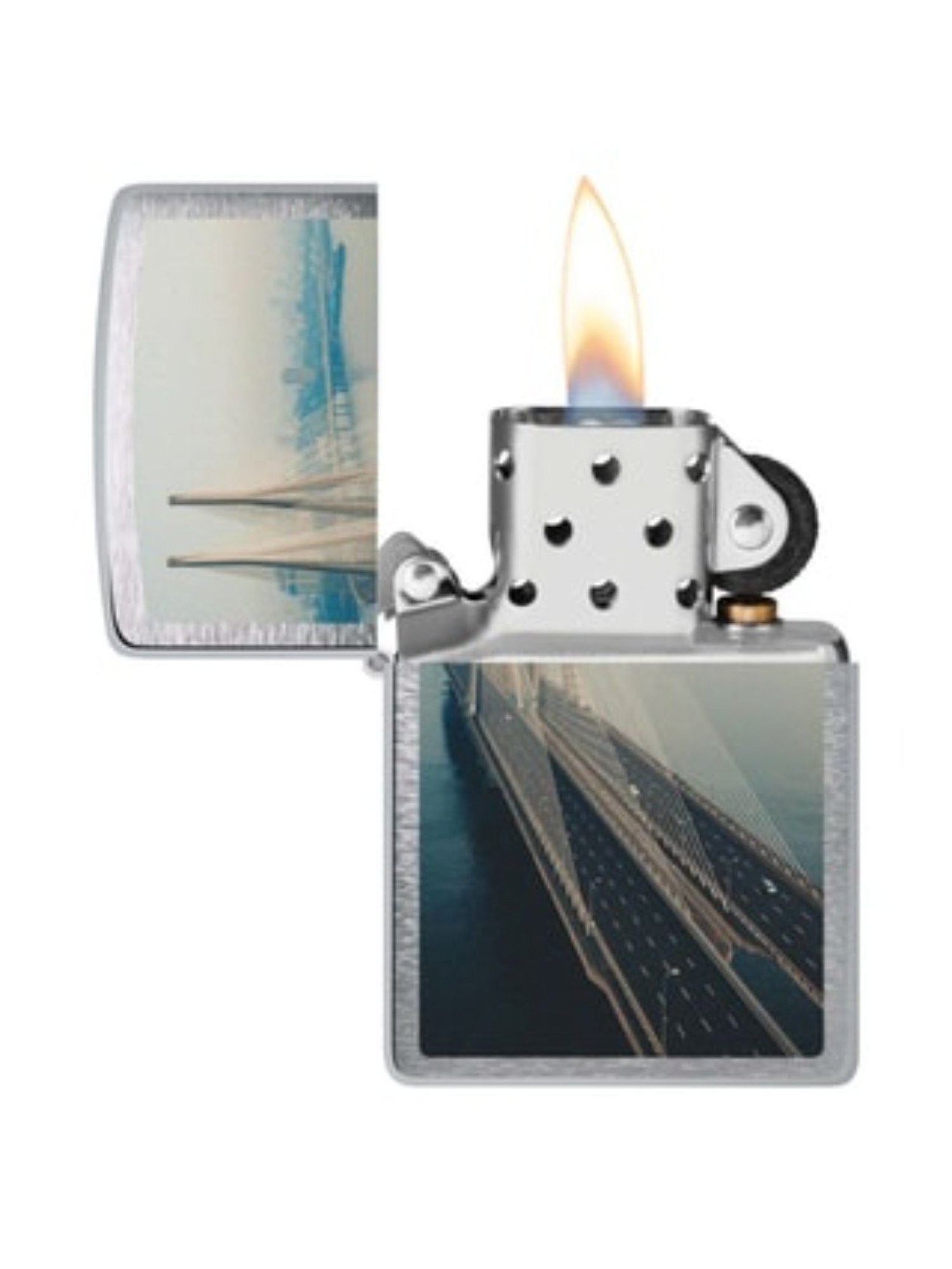 Zippo Mumbai Bridge Graphic Silver Brass Windproof Pocket Lighter