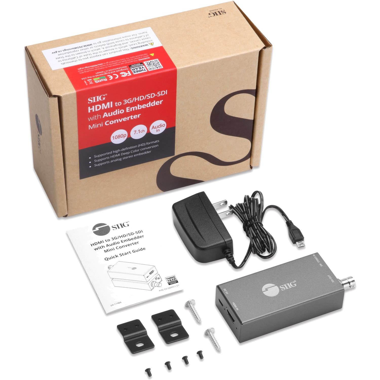 SIIG CE-SD0911-S1 HDMI 3G HD SD SDI Aud Emb Mini