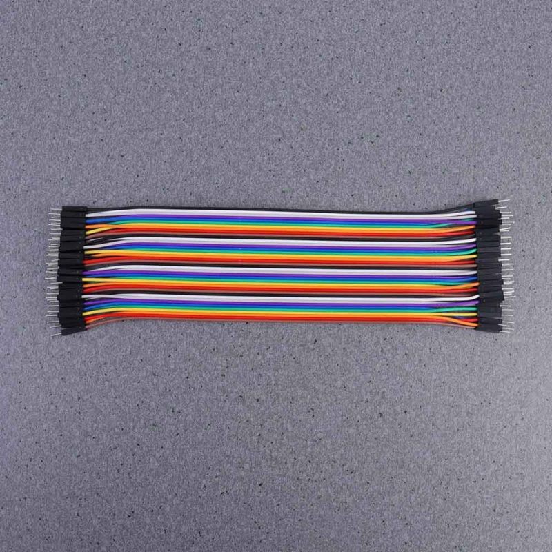 10Pcs Breadboard Wire Line 40Pin 2.54 Spacing Male to Male Breadboard Jumper Wires Ribbon Cables Colorful (10cm Male to Male)
