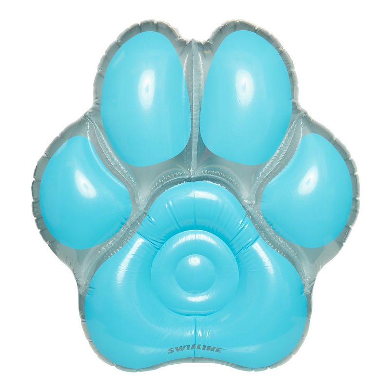 Swimline 90746 Children Kids Dog Pawprint Island Inflatable Summer Swimming Pool Float with Headrest, Blue