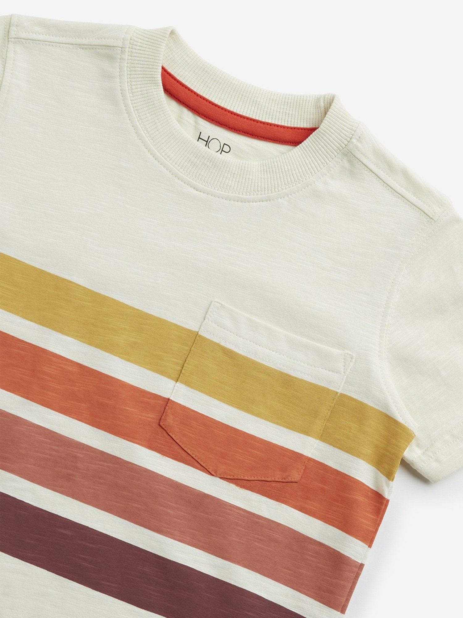 HOP Kids by Westside Beige Stripe Printed Cotton T-Shirt