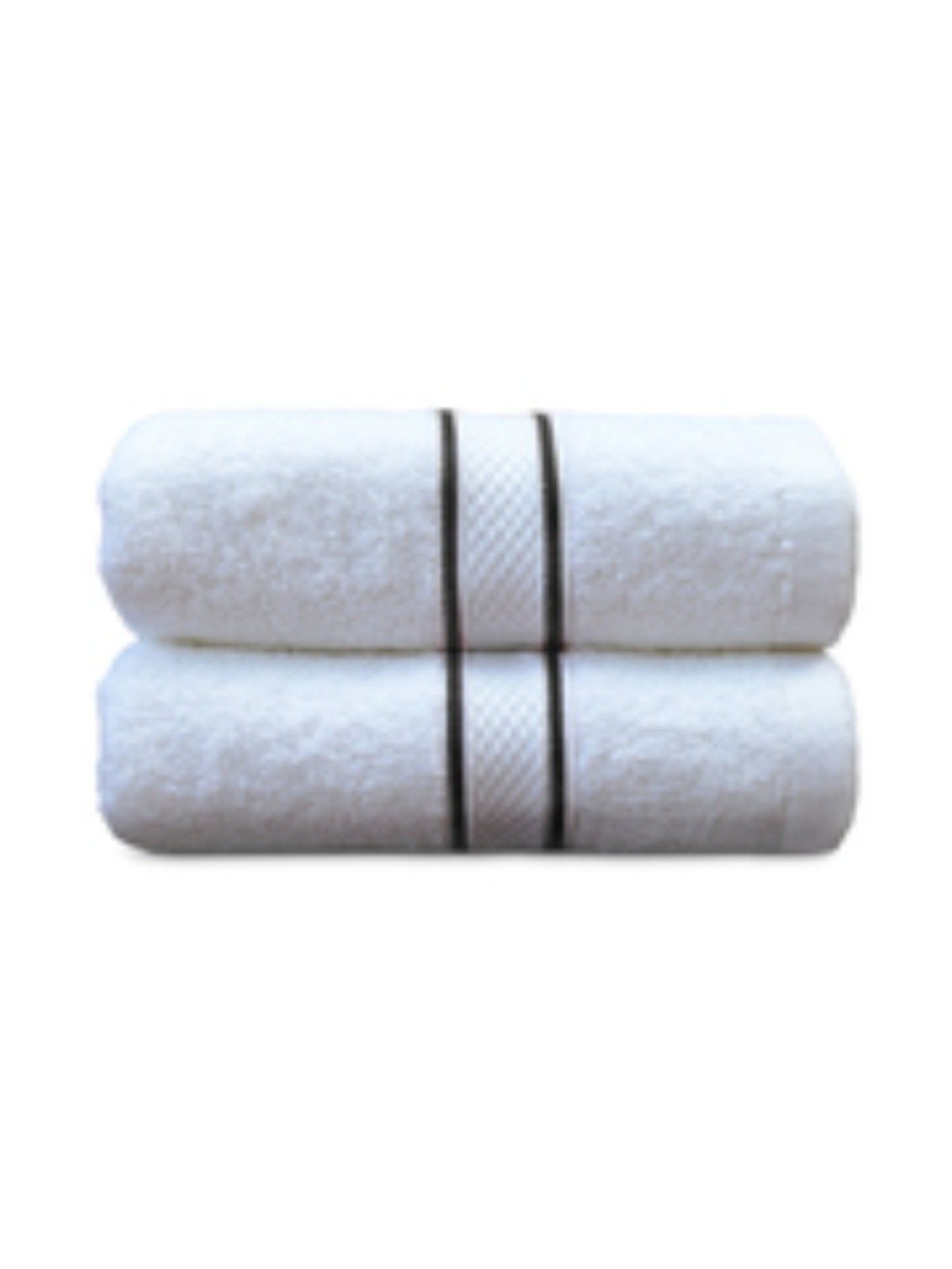 Petal Home White & Black Solid Cotton Hand Towels - Set of 2