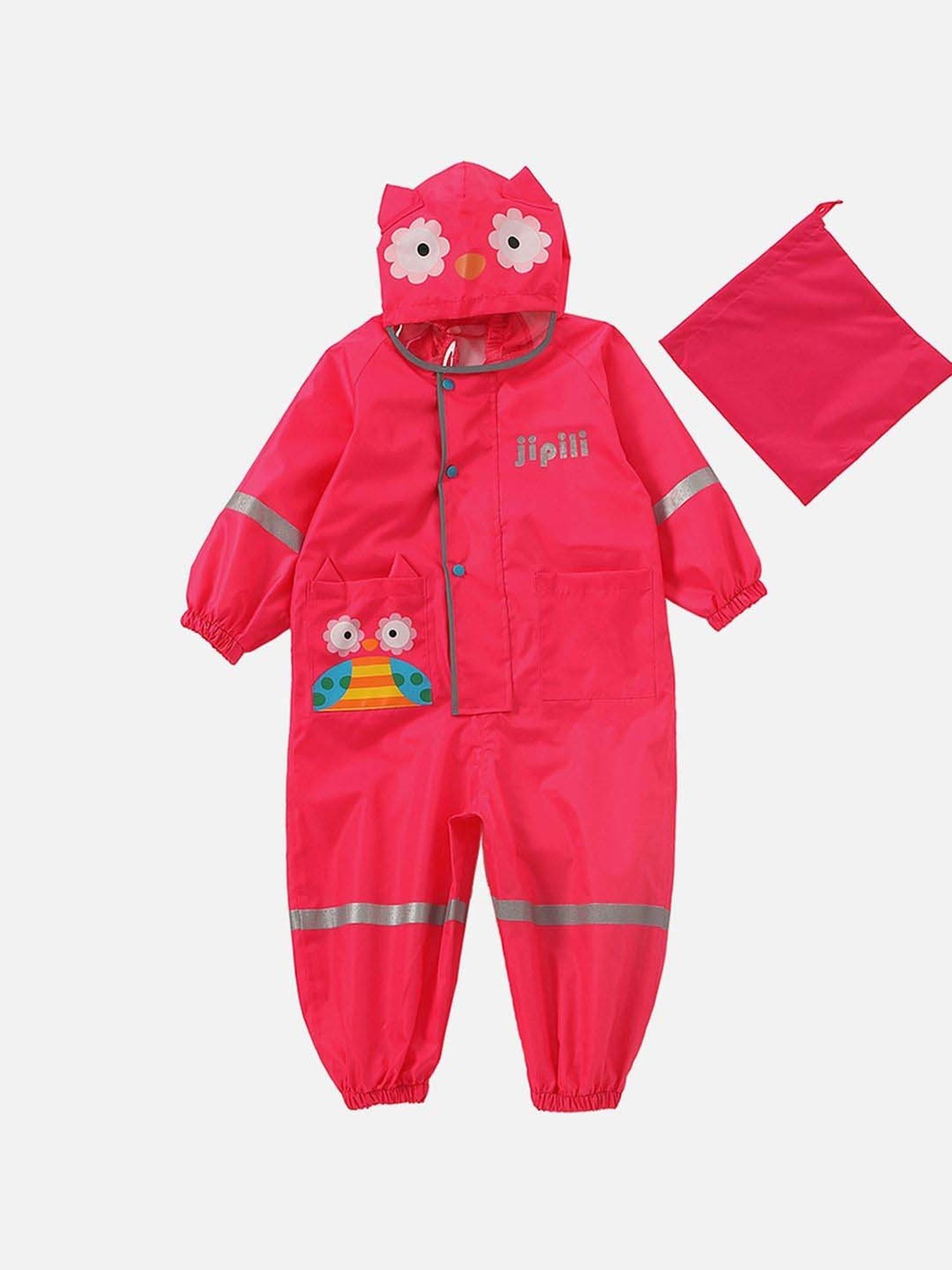 Little Surprise Box Kids Pink Printed Full Sleeves Raincoat