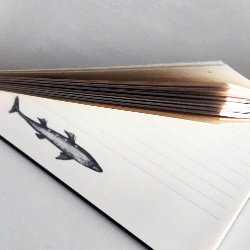 Action Publishing Cabinet of Curiosities &middot; De Historia Piscium NoteBook &middot; Side-Bound Notebook, 140 Off-White Pages with Various Fish Illustrations (8.5 x 11 inches)