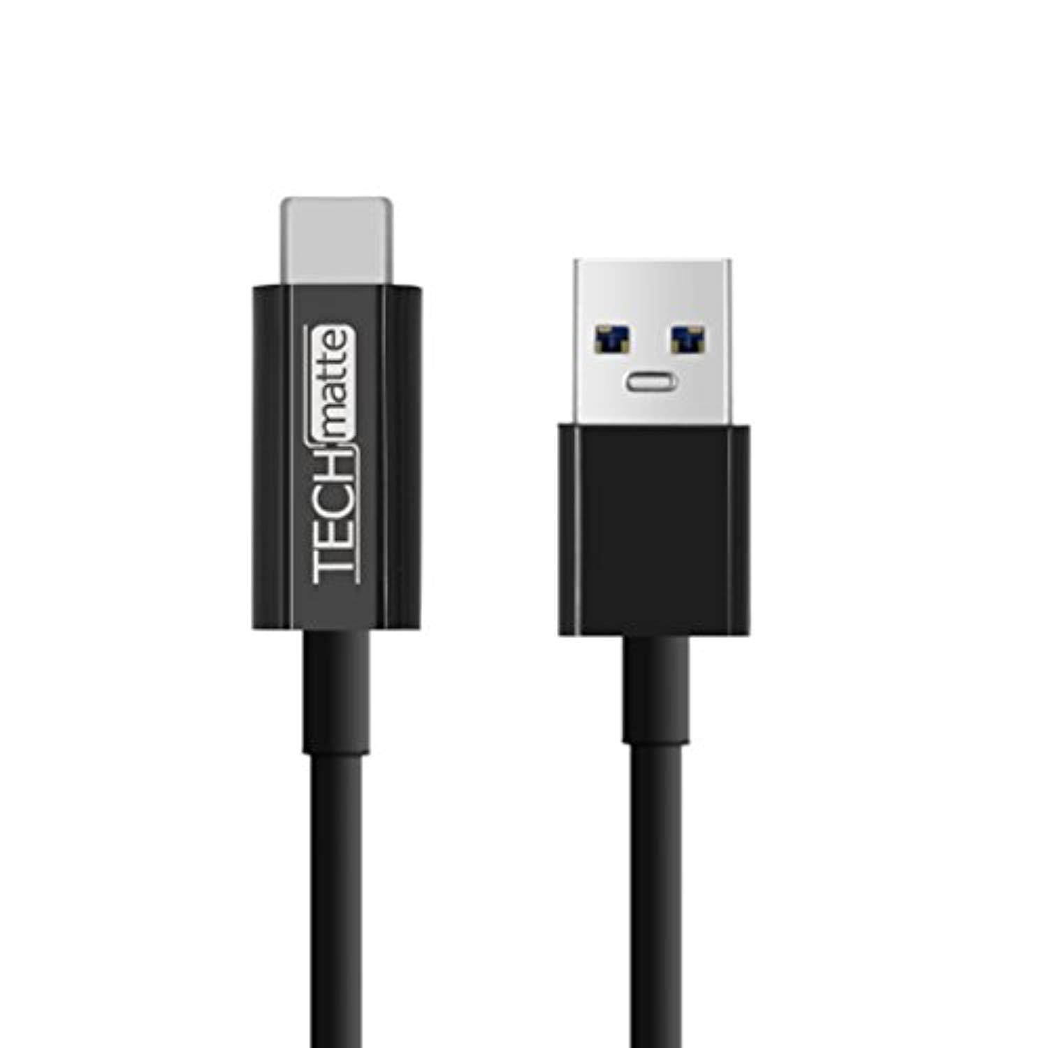 techmatte usb type c cable 5ft, usb 3.0 type a to type c usb to usbc charger cable for galaxy note 8, s9, s9 plus, s8, s8+, google pixel, pixel xl, oneplus 5, nexus 5x, 6p, lg g5 5 feet, black