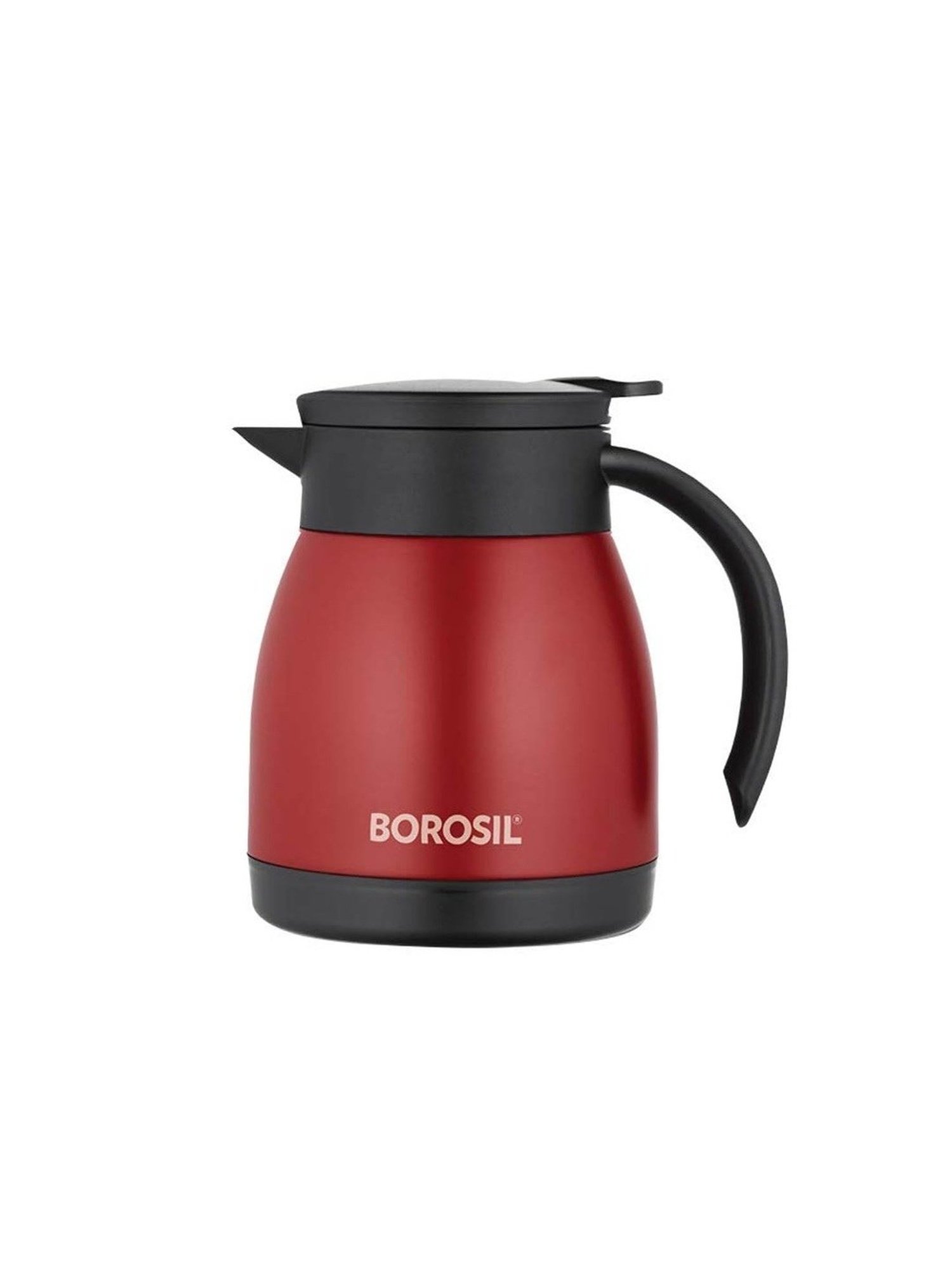 Borosil Red Stainless Steel Teapot with Handle & Double Wall Vacuum Insulated (500 ML)