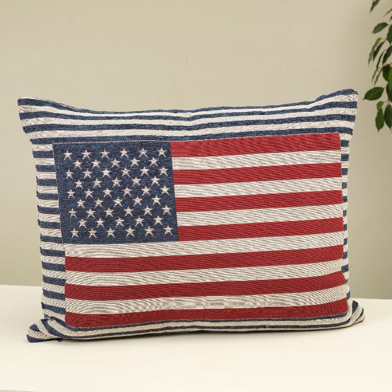 Gerson International 24-Inch Long Jacquard Patriotic Flag Throw Pillow