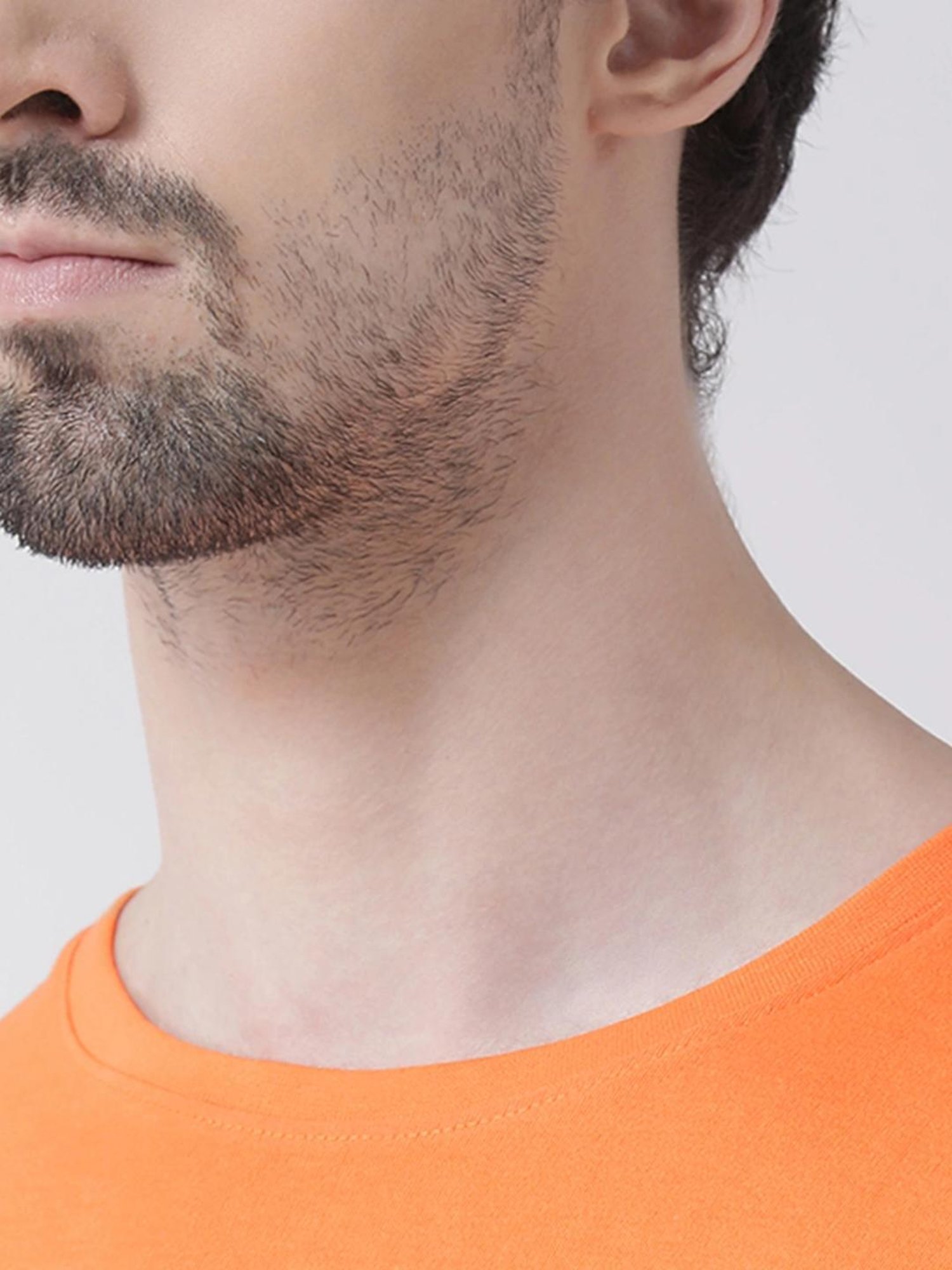 Friskers Orange Cotton Slim Fit Printed T-Shirt