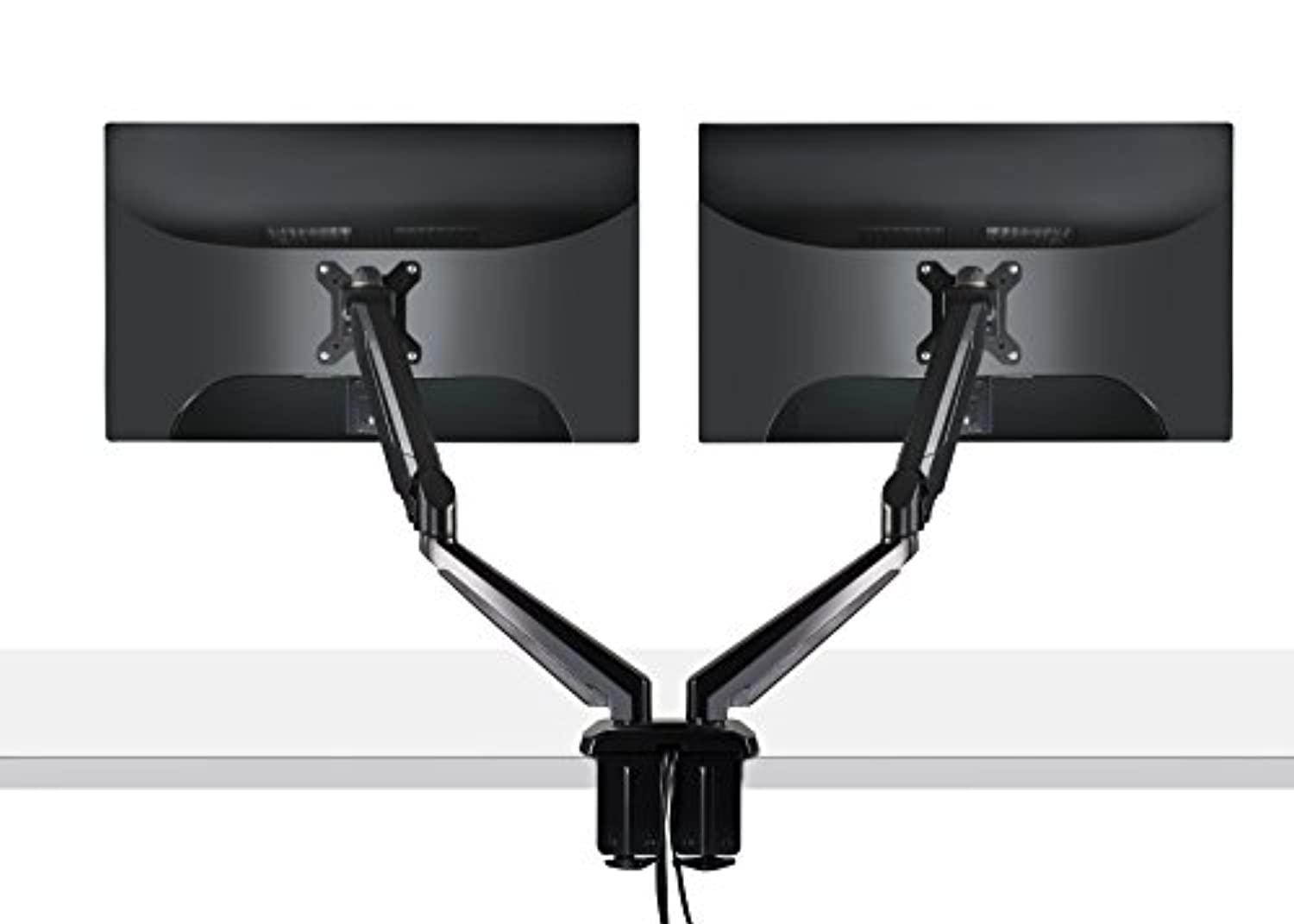 fotolux full motion ultra-flex gas spring swivel lcd desk monitor mount for 15"-27" with usb and audio ports - easy installatio