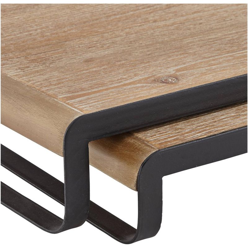 Studio 55D Wainwright Matte Black and Brown Decorative Trays Set of 2