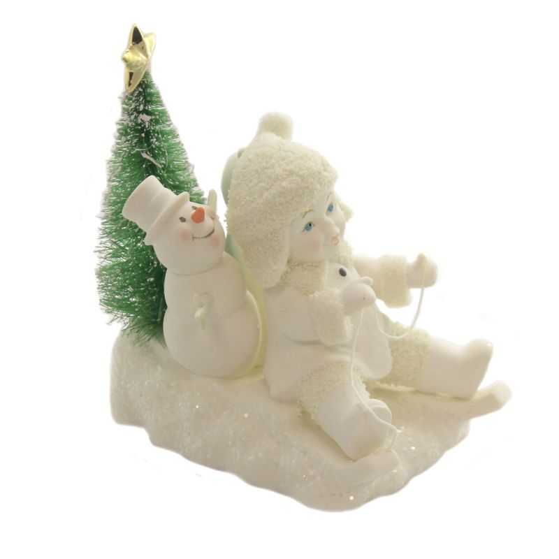 Dept 56 Snowbabies 4.75" Gold Star Delivery Christmas Snowman  -  Decorative Figurines