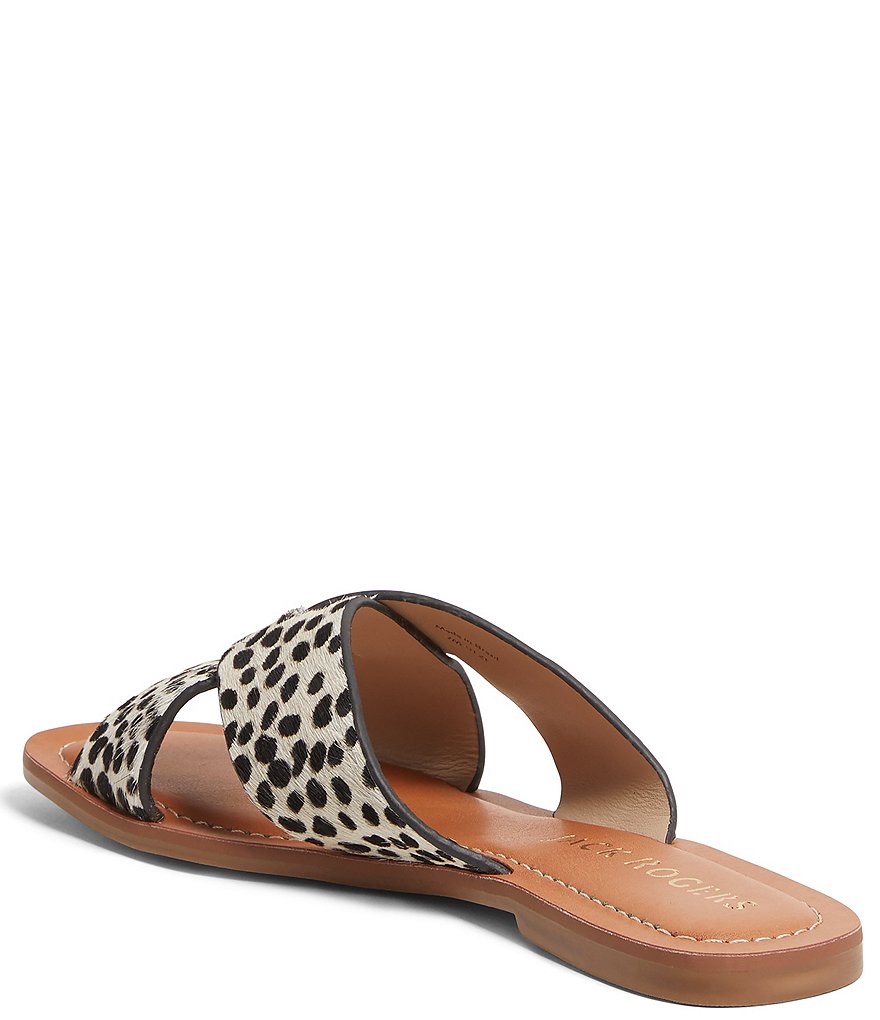 Jack Rogers Sloane Slotted X Band Dotted Animal Print Calf Hair Slides