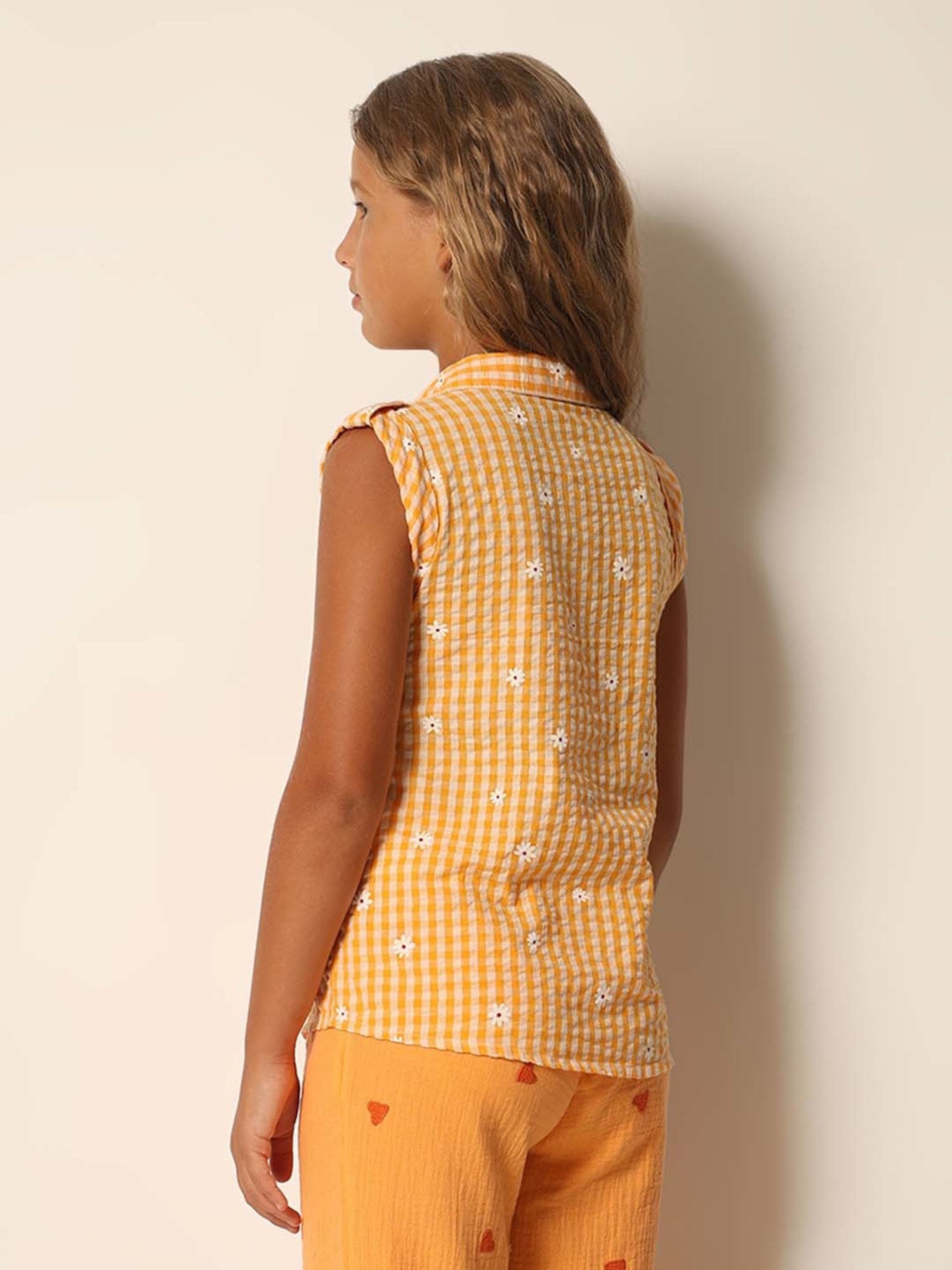 VERO MODA GIRL Orange Cotton Floral Print Shirt