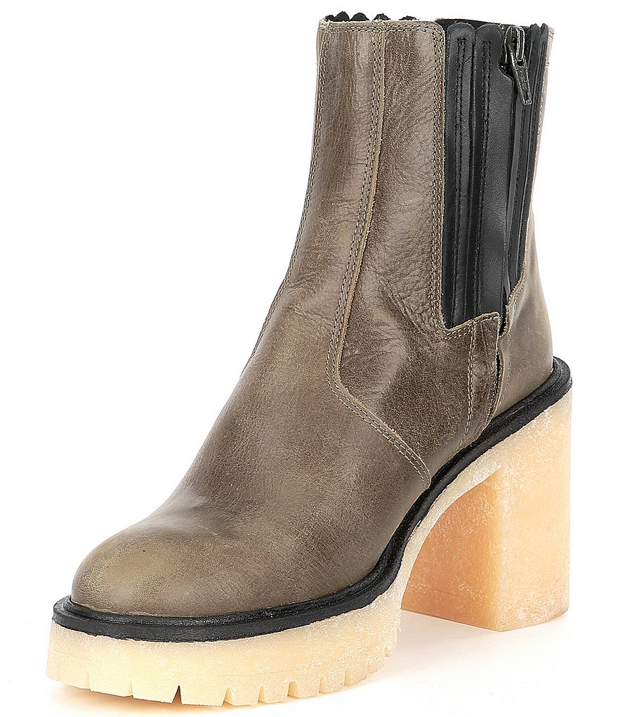 Free People James Leather Block Heel Chelsea Booties