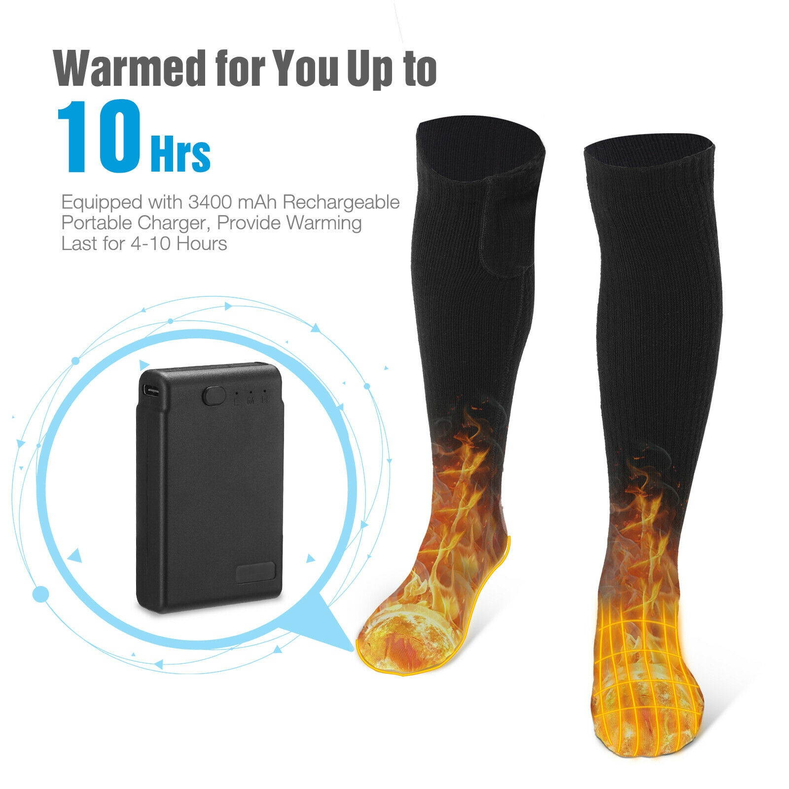 3400mAh Rechargeable Heat Socks  Heated Socks for Men Women