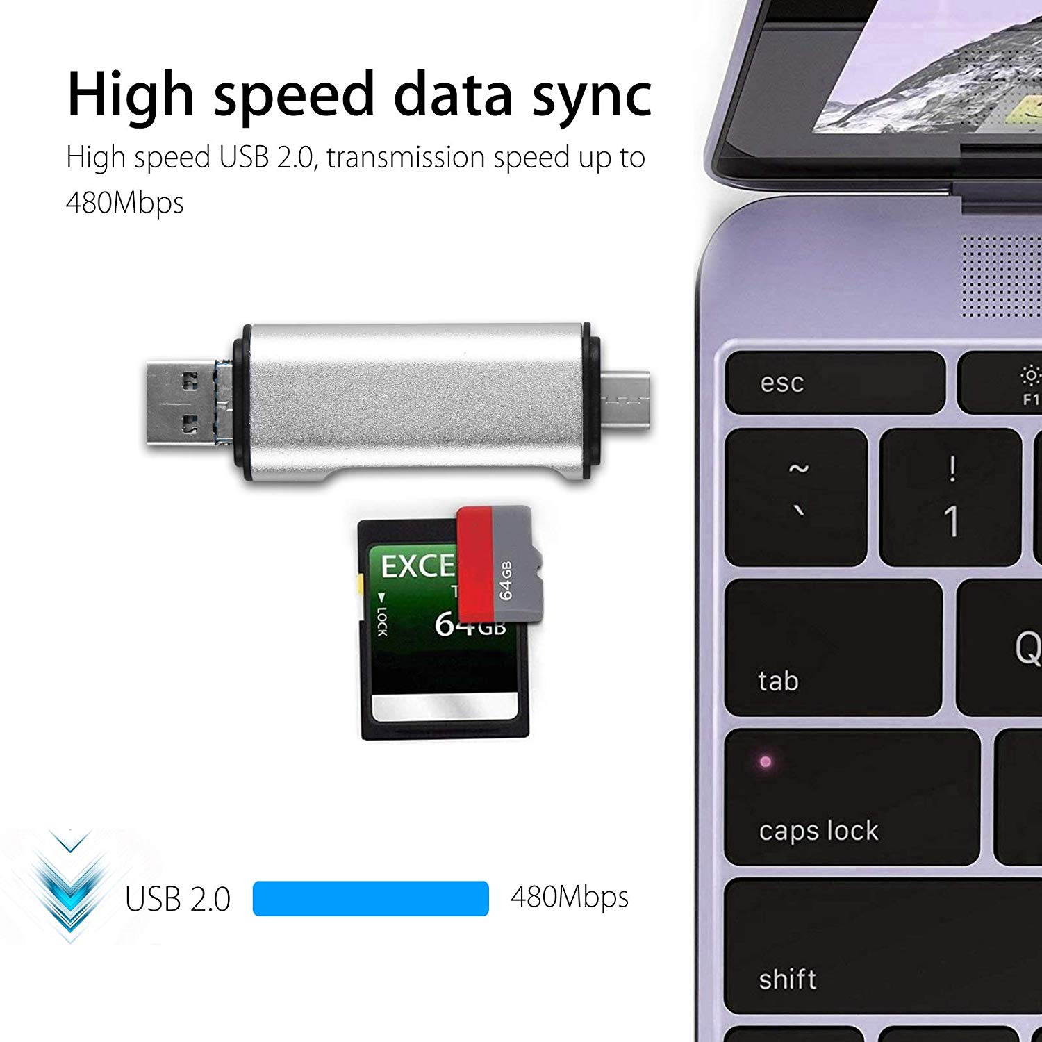 3in1 Type-C USB Micro OTG Card Reader for TF SD Android Computer, 3 in 1 SD/TF Card Reader with USB-C / USB / Micro USB Port.