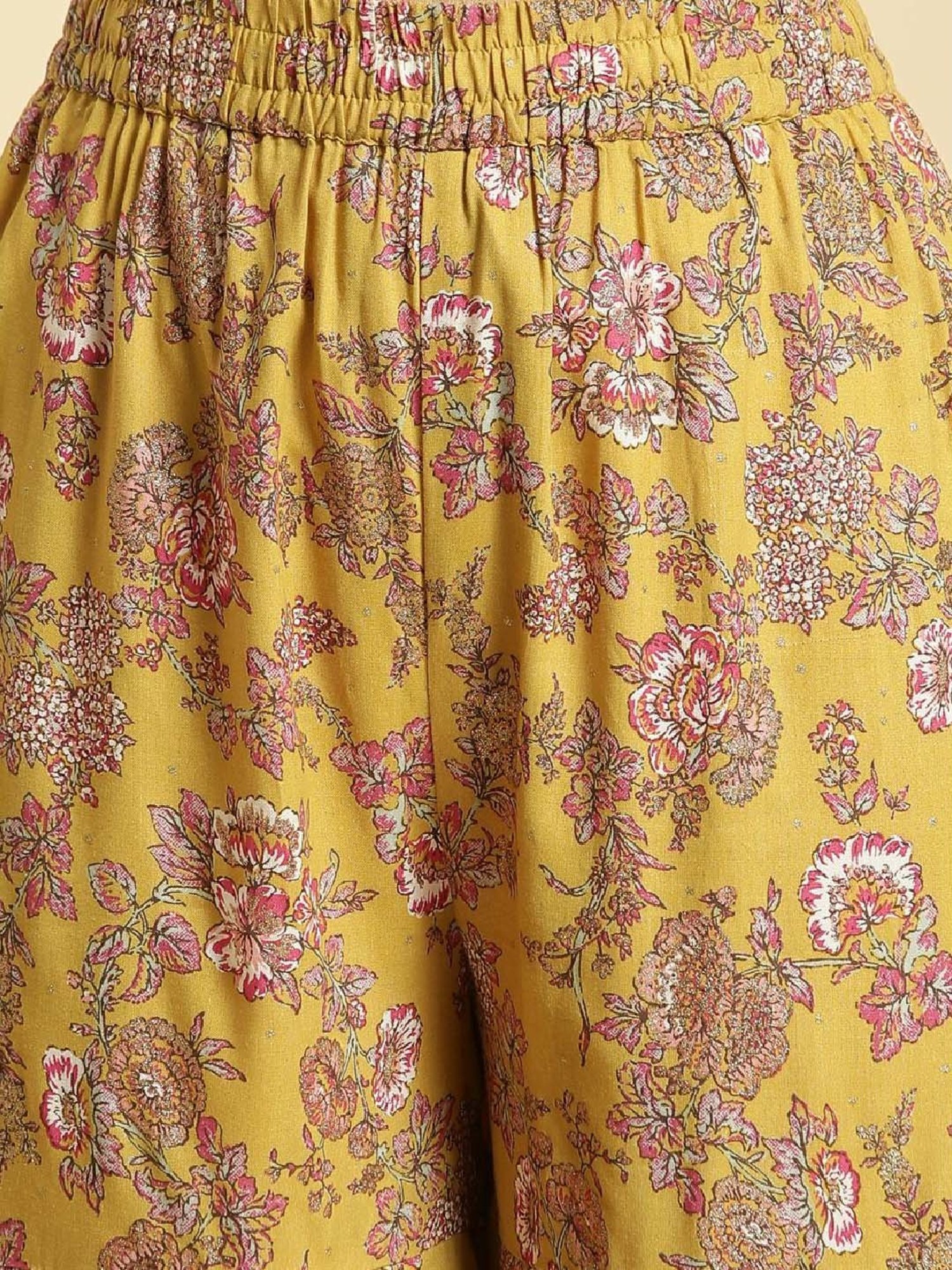 W Yellow Printed Kurti Sharara Set With Dupatta