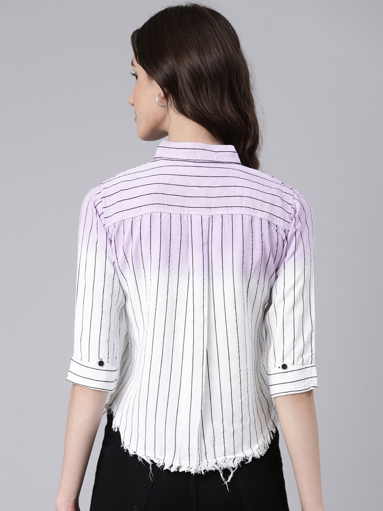 SHOWOFF White & Lavender Striped Shirt