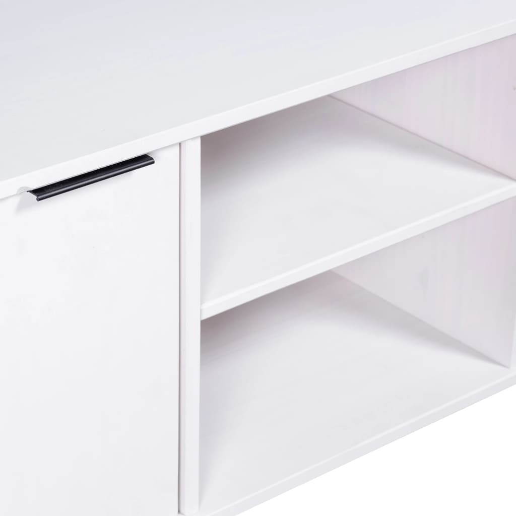 vidaXL Solid Pine Wood TV Cabinet "New York Range" White Stereo HiFi Stand