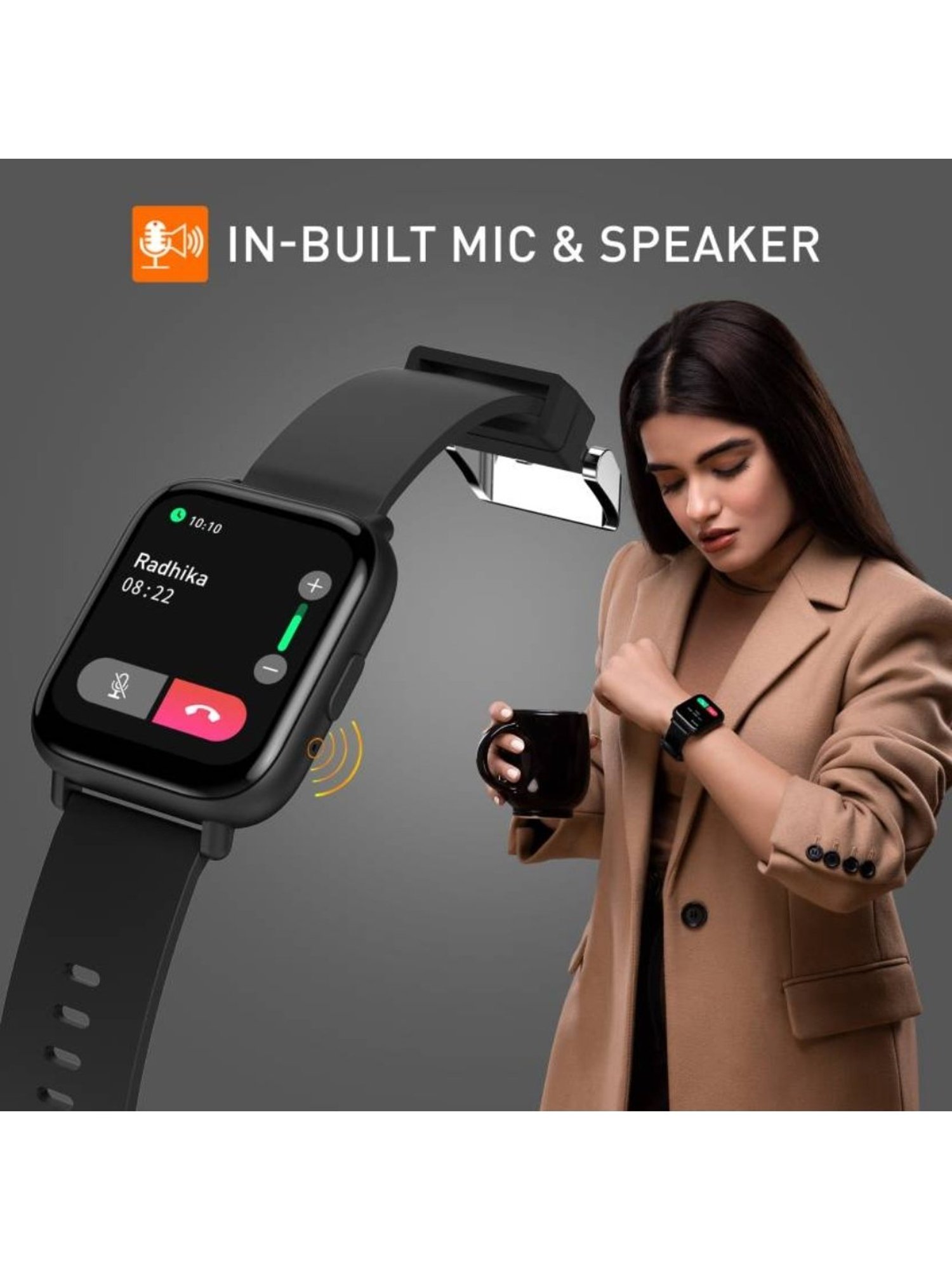 Gionee Stylfyt Ai Bluetooth Calling Metallic Frame Smartwatch (Matte Black Strap)