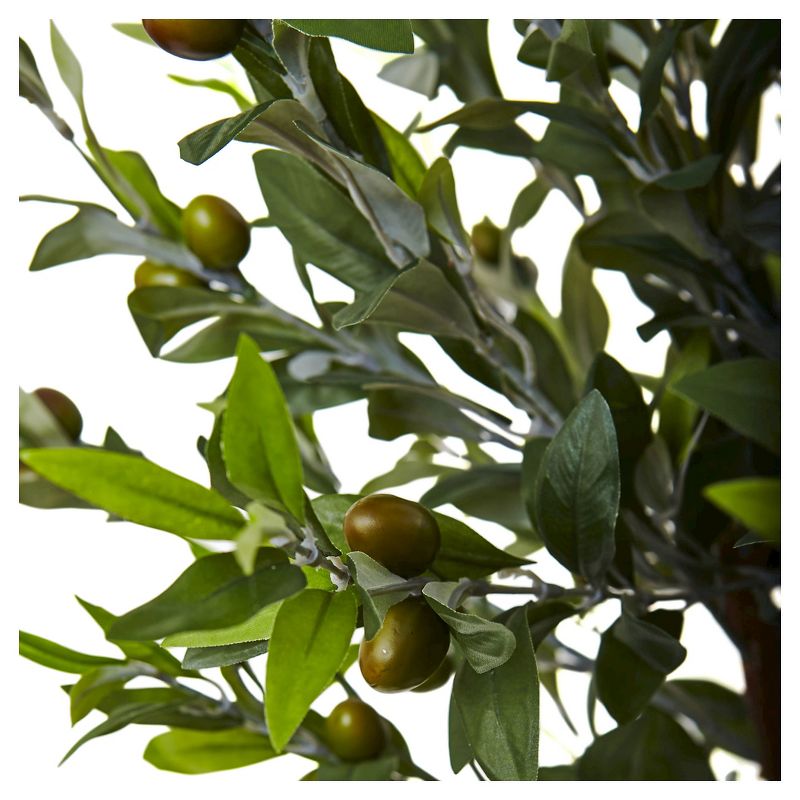 4.5' Olive Topiary Tree with European Barrel Planter - Nearly Natural