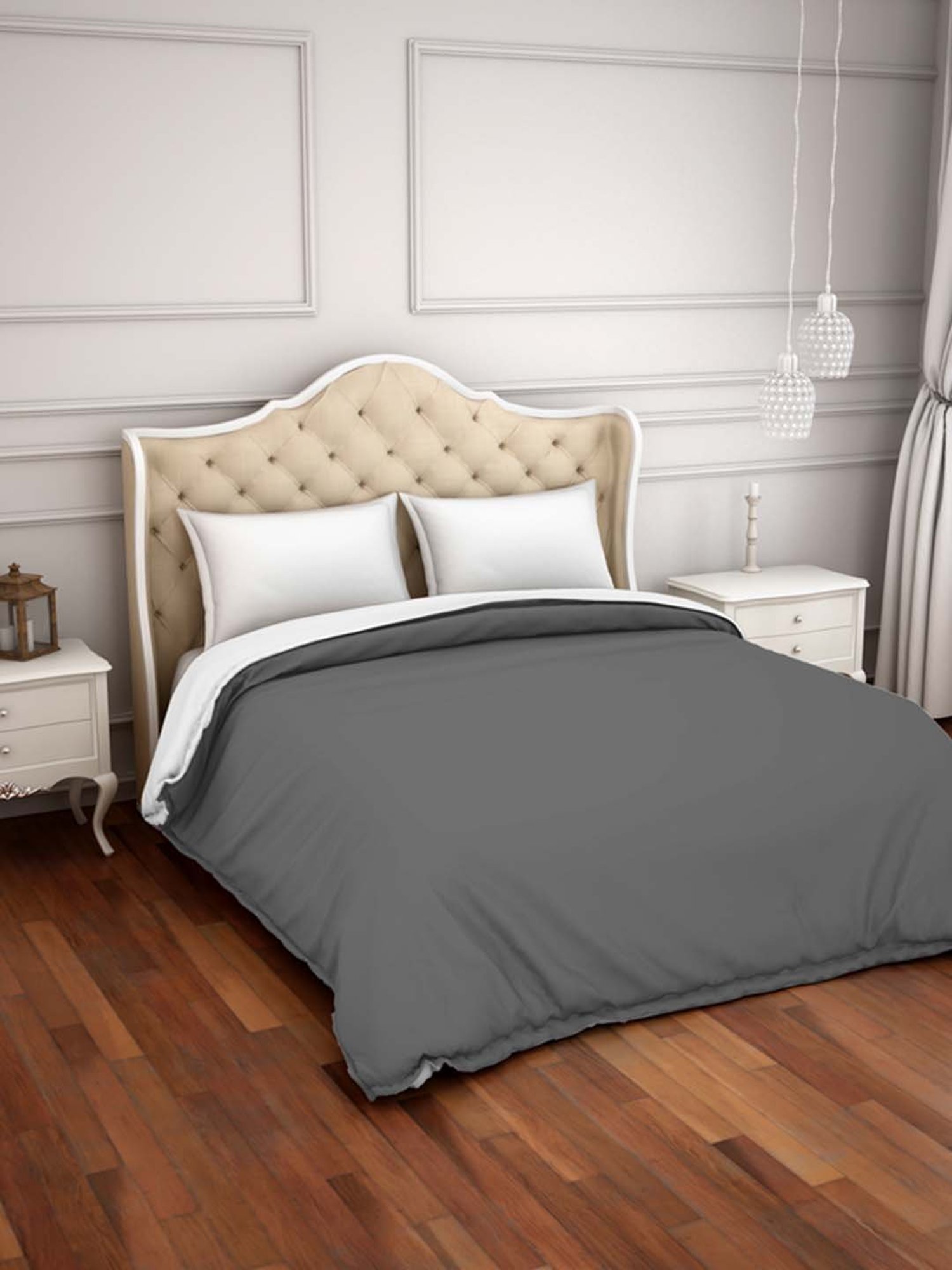 Spaces Hygro Dark Grey Cotton 300 TC Duvet Cover - Set of 1