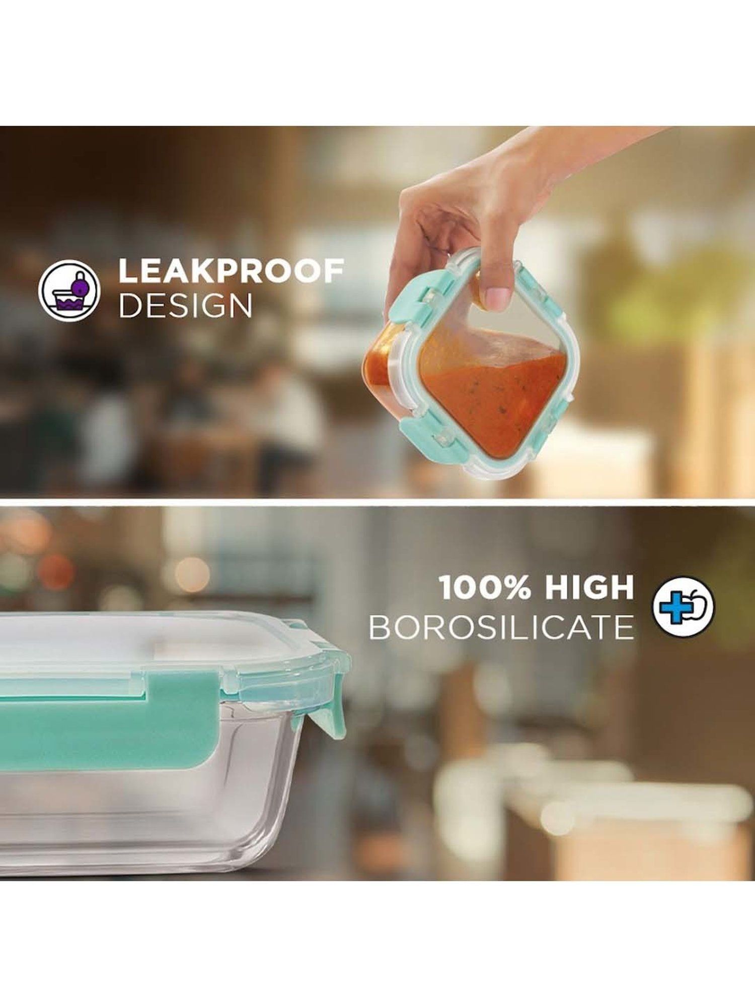 Allo Borosilicate Glass Containers with Lids Microwave Safe Container for Glass Storage Containers