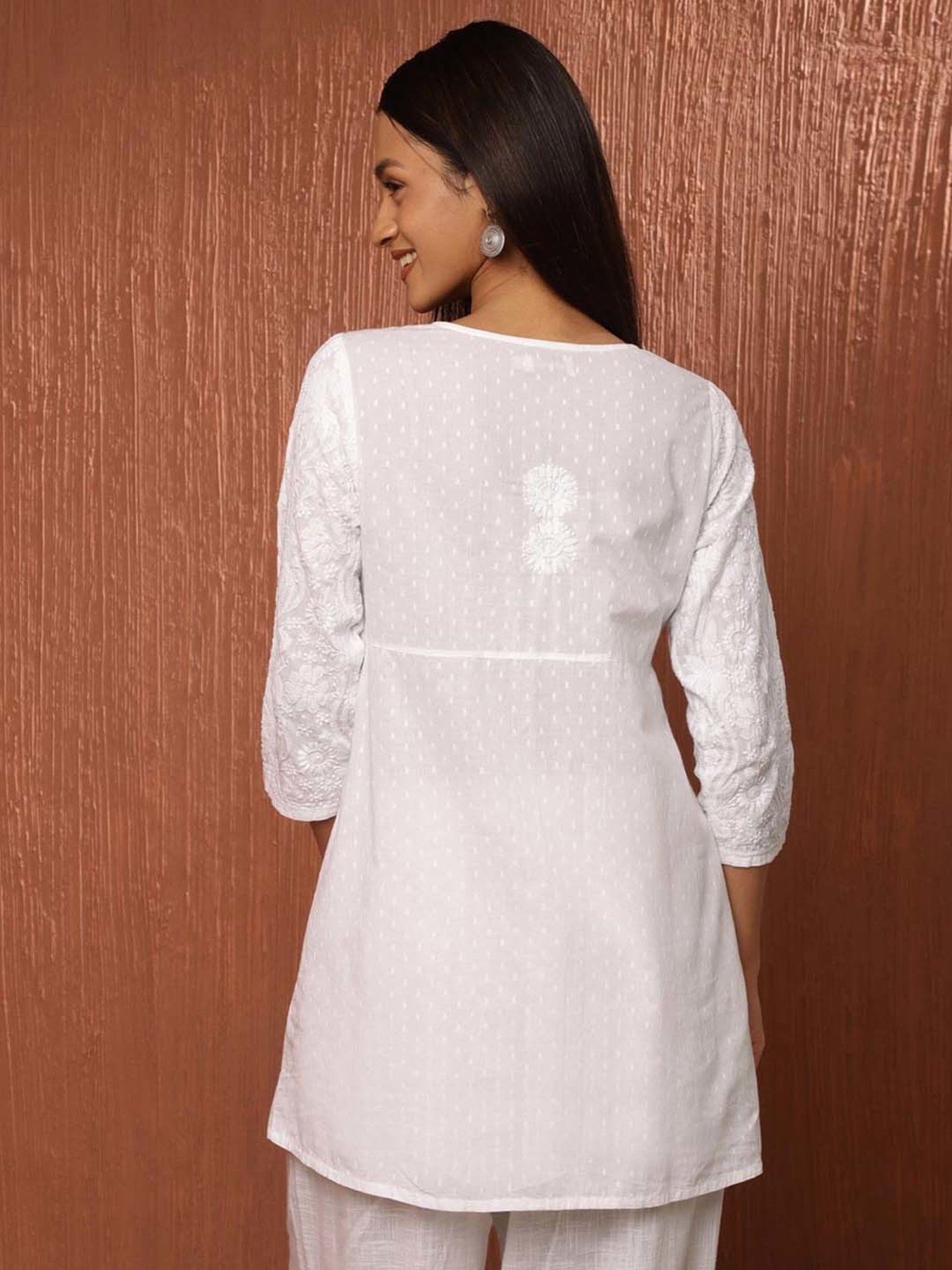 Fabindia White Cotton Embroidered Tunic