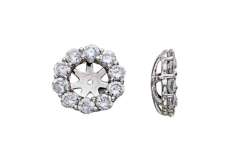 Pompeii3 1 1/2ct Diamond Halo Earring Studs Jackets White Gold  (6-6.7mm)