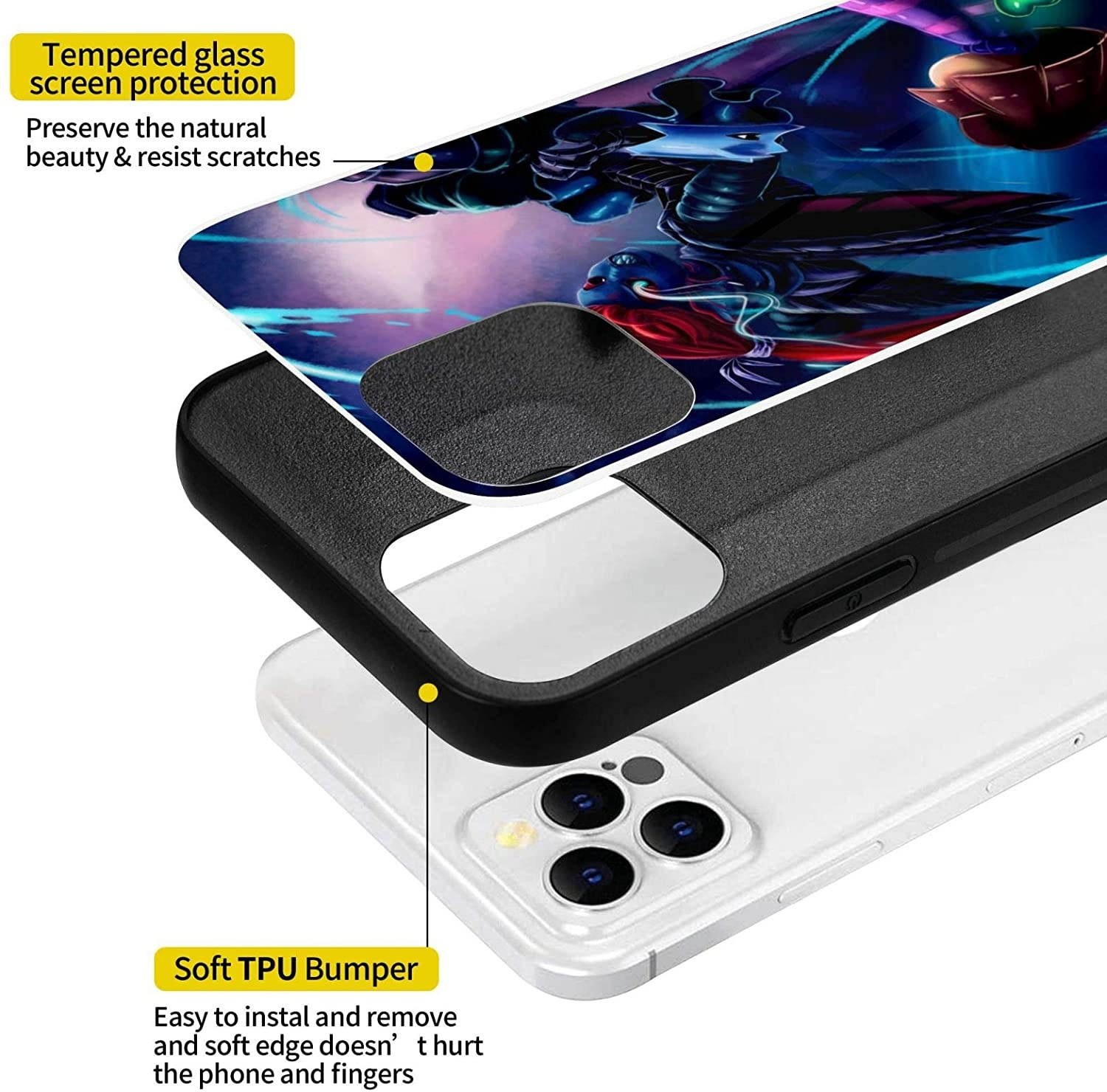 Undertale Sans Compatible with iPhone 12 Series Case Protective Shockproof Slim Soft TPU + Glass IP12-6.1