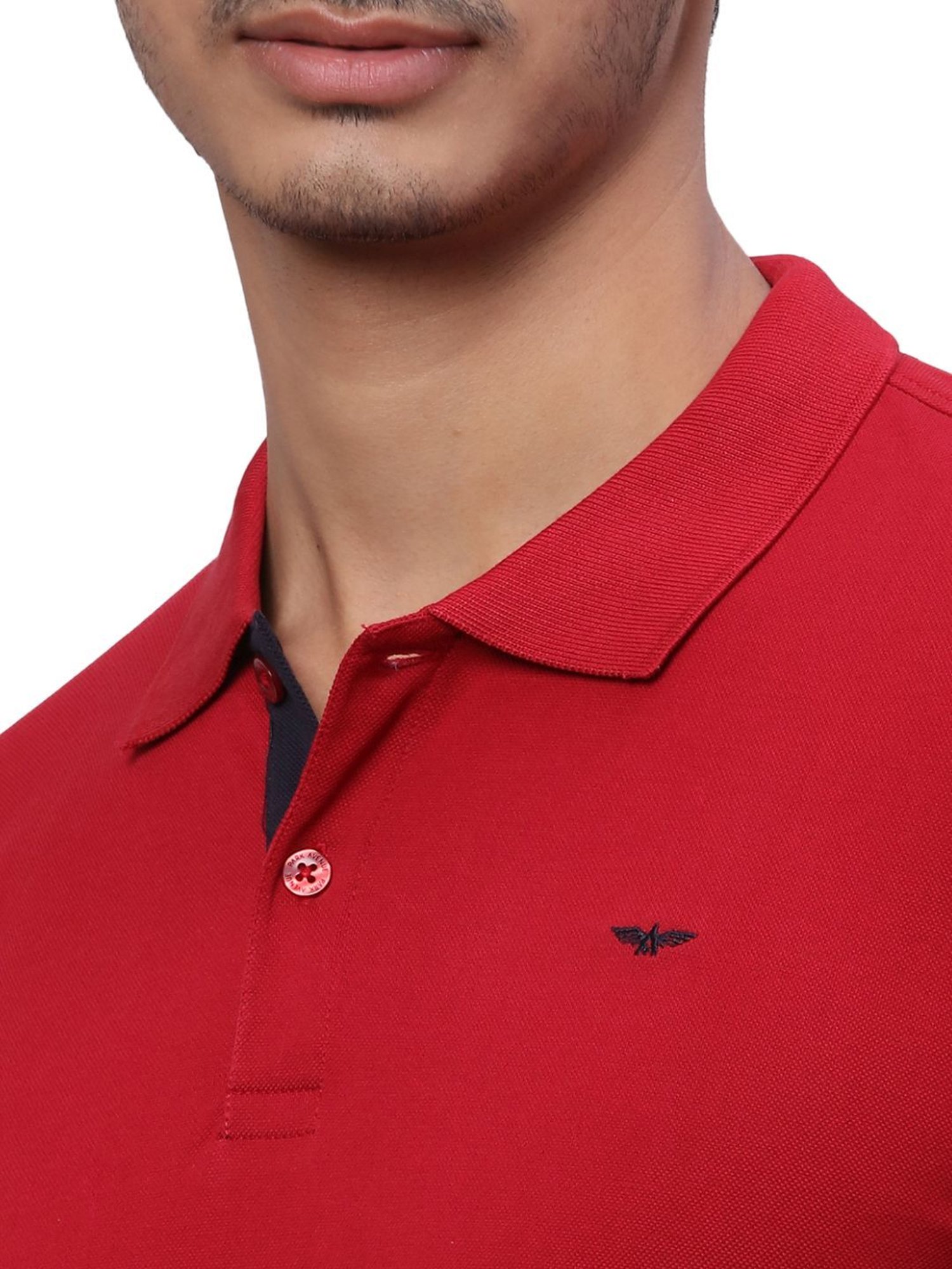 Park Avenue Red Slim Fit Printed Polo T-Shirt