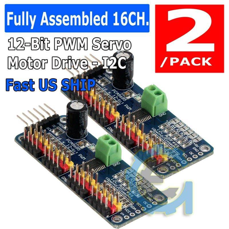 2X PCA9685 16 Channel 12-bit PWM Servo motor Driver I2C Module For Servo Arduino