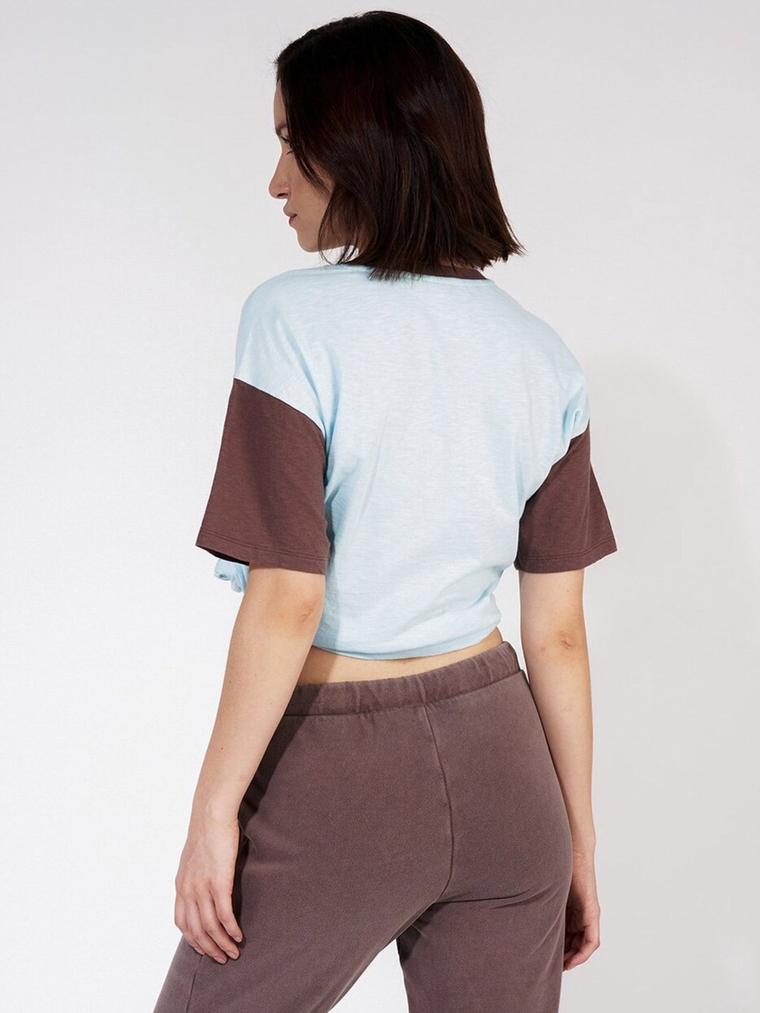 American Eagle Outfitters Blue & Brown Cotton Printed T-Shirt