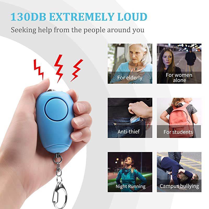 Safe Personal Alarm for Women 3 Pack 130db Safety Siren Keychain Alarm Self Defense with USB Rechargeable Led Light Emergency Safesound Security Alarm for Kids Elderly