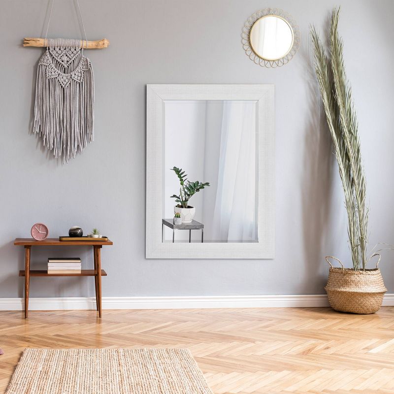 31.5" x 43.5" Textured Wash Plank Frame Mirror White - Head West