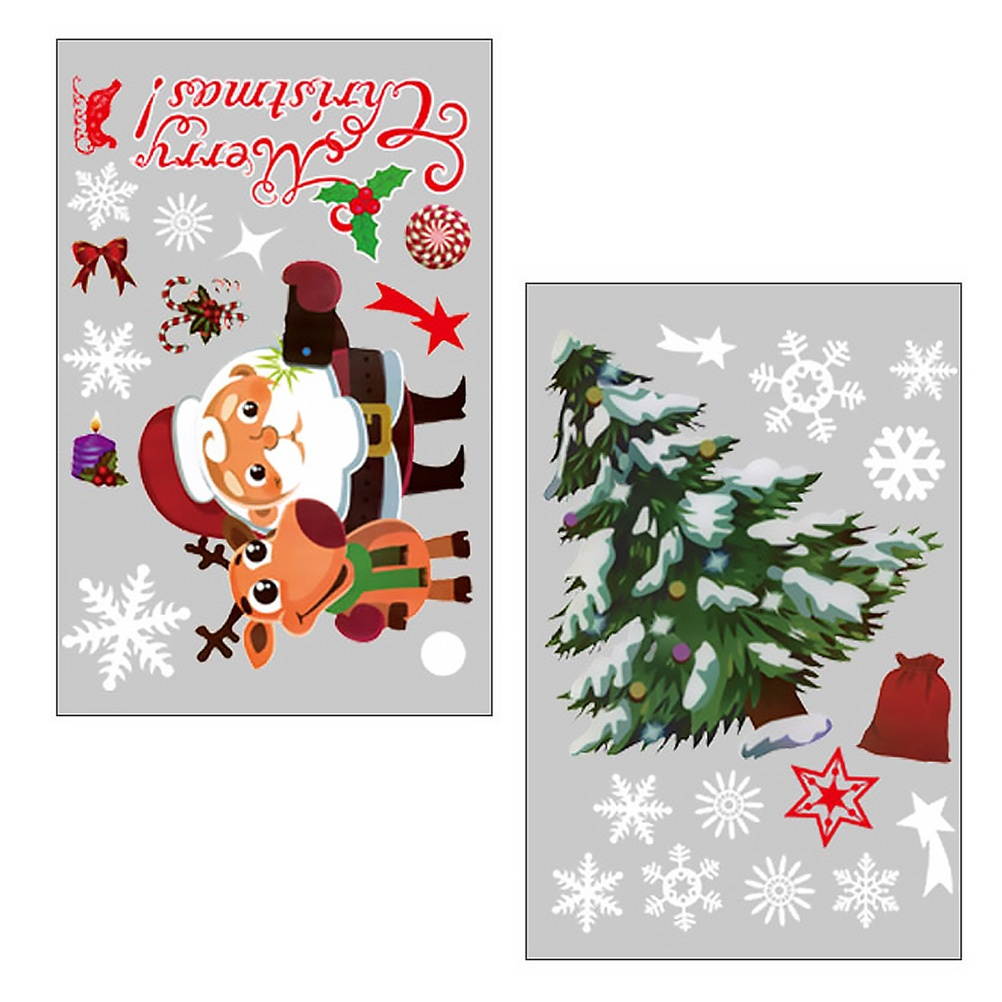 1 Sheet Christmas Theme Wall Stickers Decoration Adorable Window Stickers